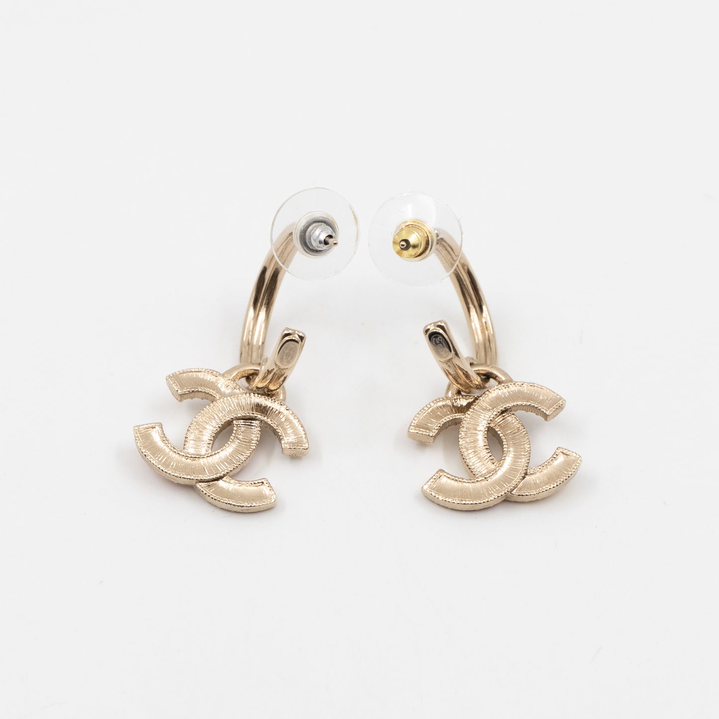 Colorful CC Hoops Crystal Earrings Light Gold