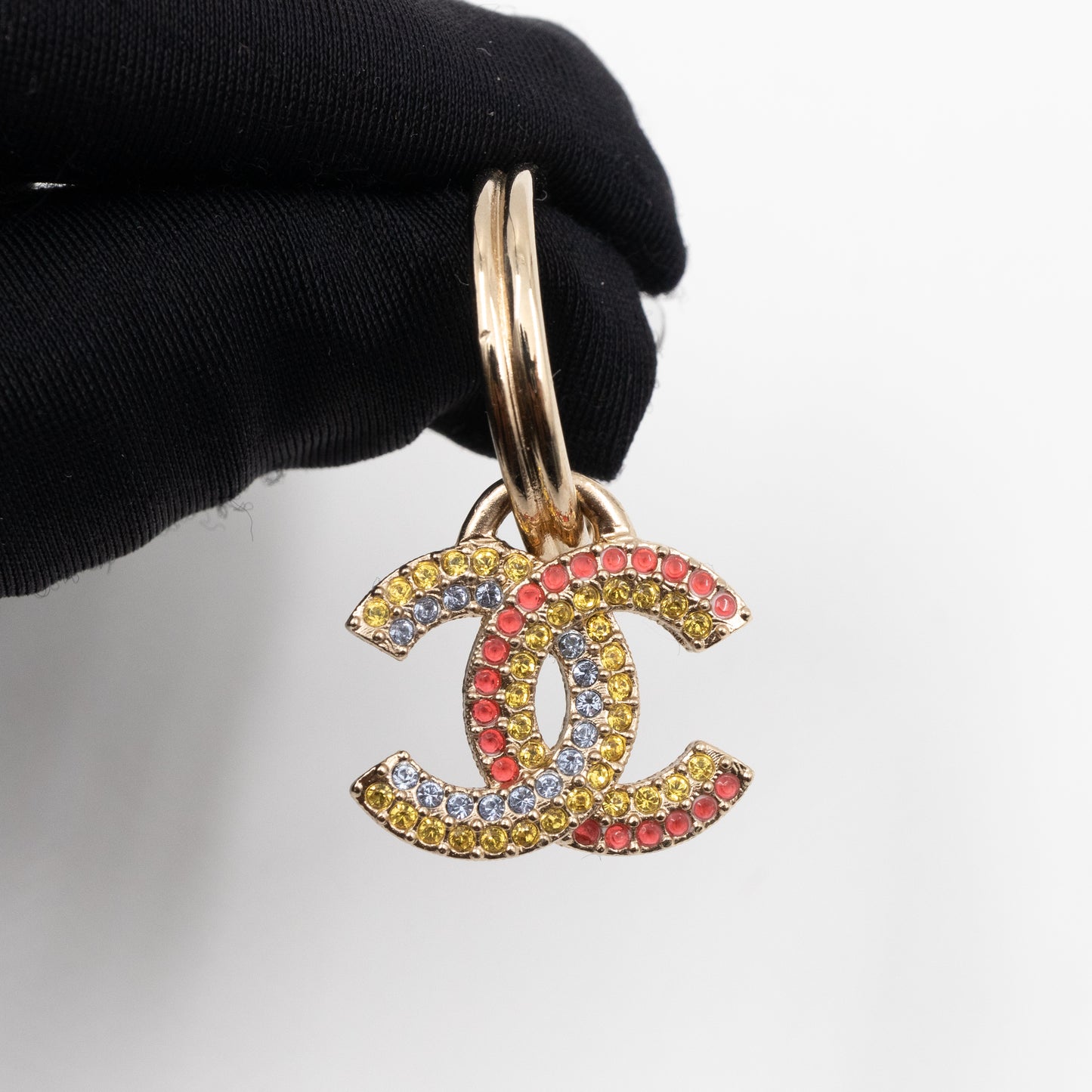 Colorful CC Hoops Crystal Earrings Light Gold