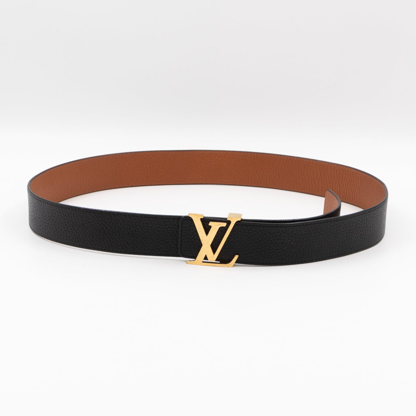 LV Initiales Belt 40 mm 100 cm Black Taurillon Leather