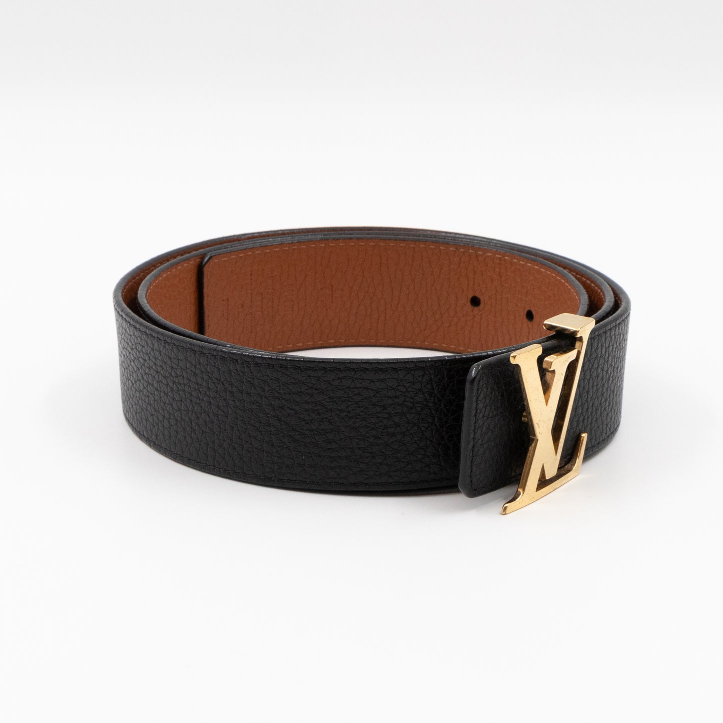 LV Initiales Belt 40 mm 100 cm Black Taurillon Leather