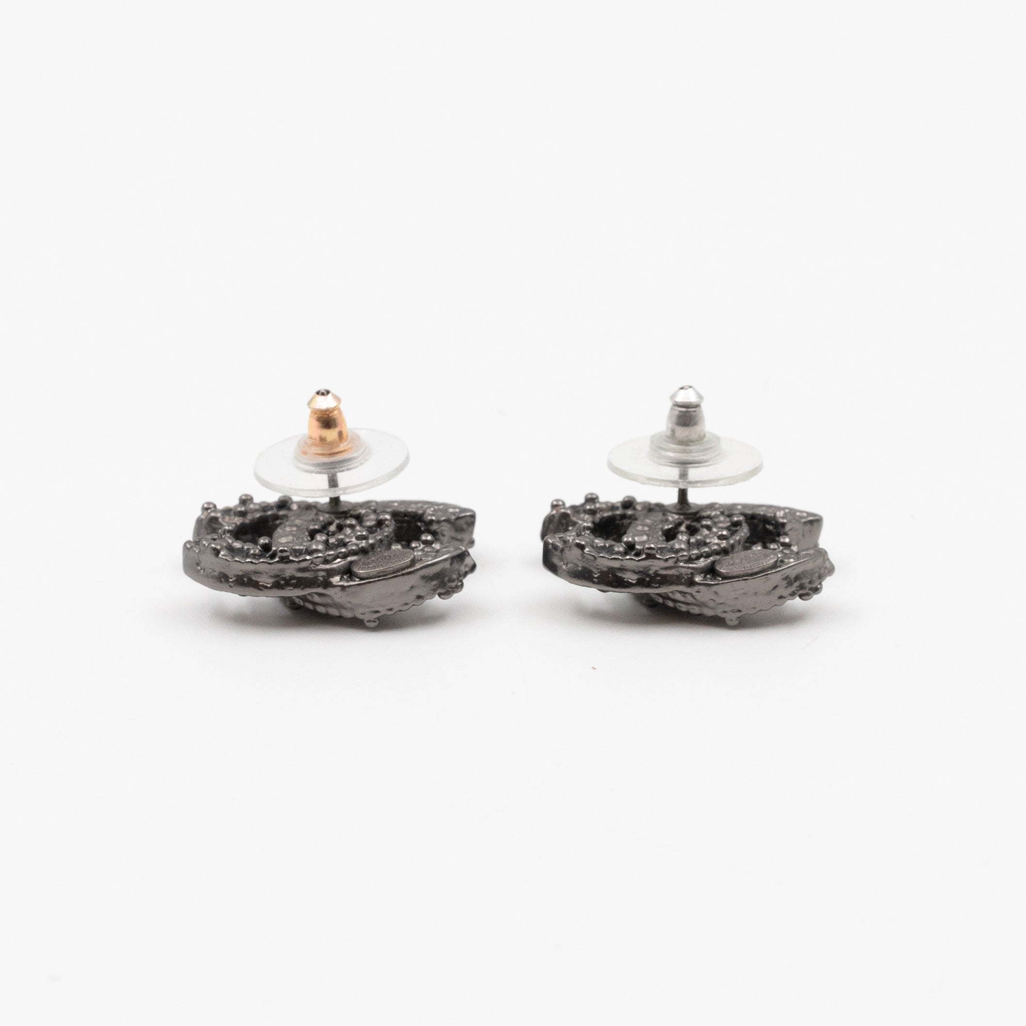 CC Crystal Earrings Ruthenium Black