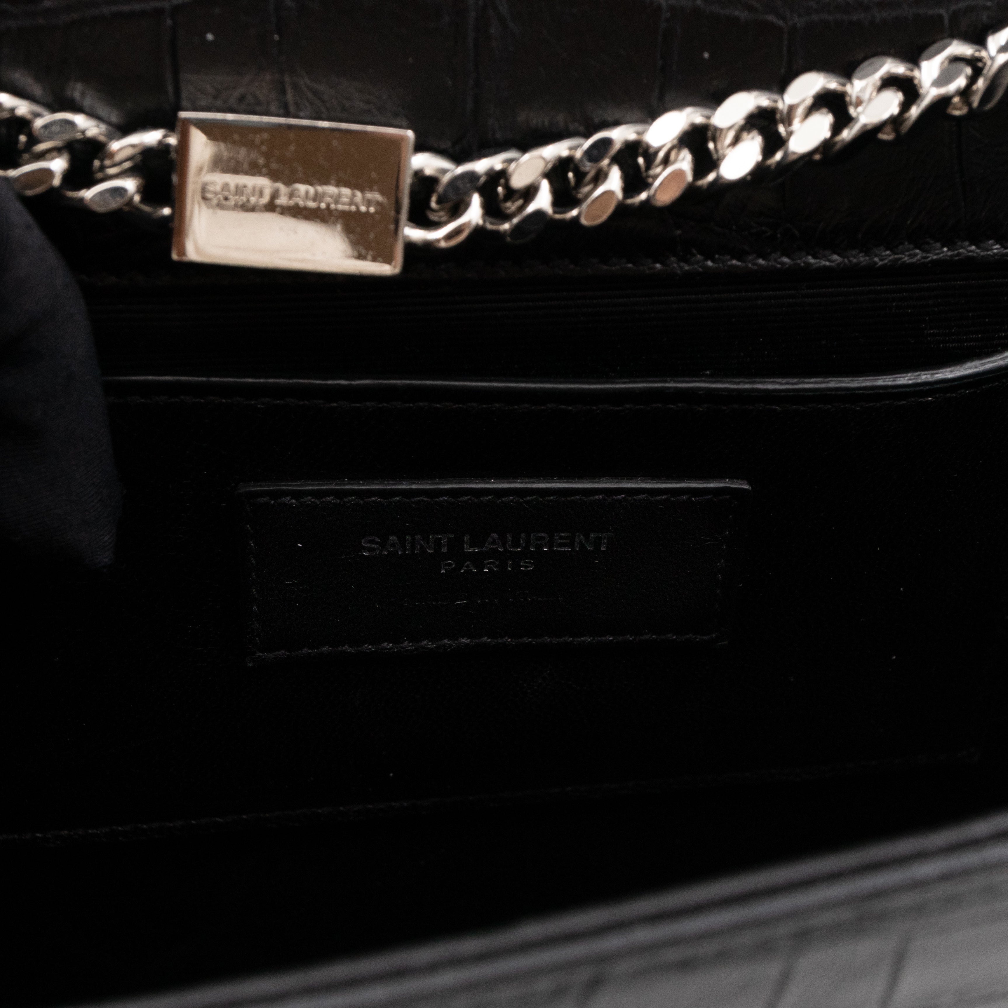 Kate Medium Tassel Black Croc Leather