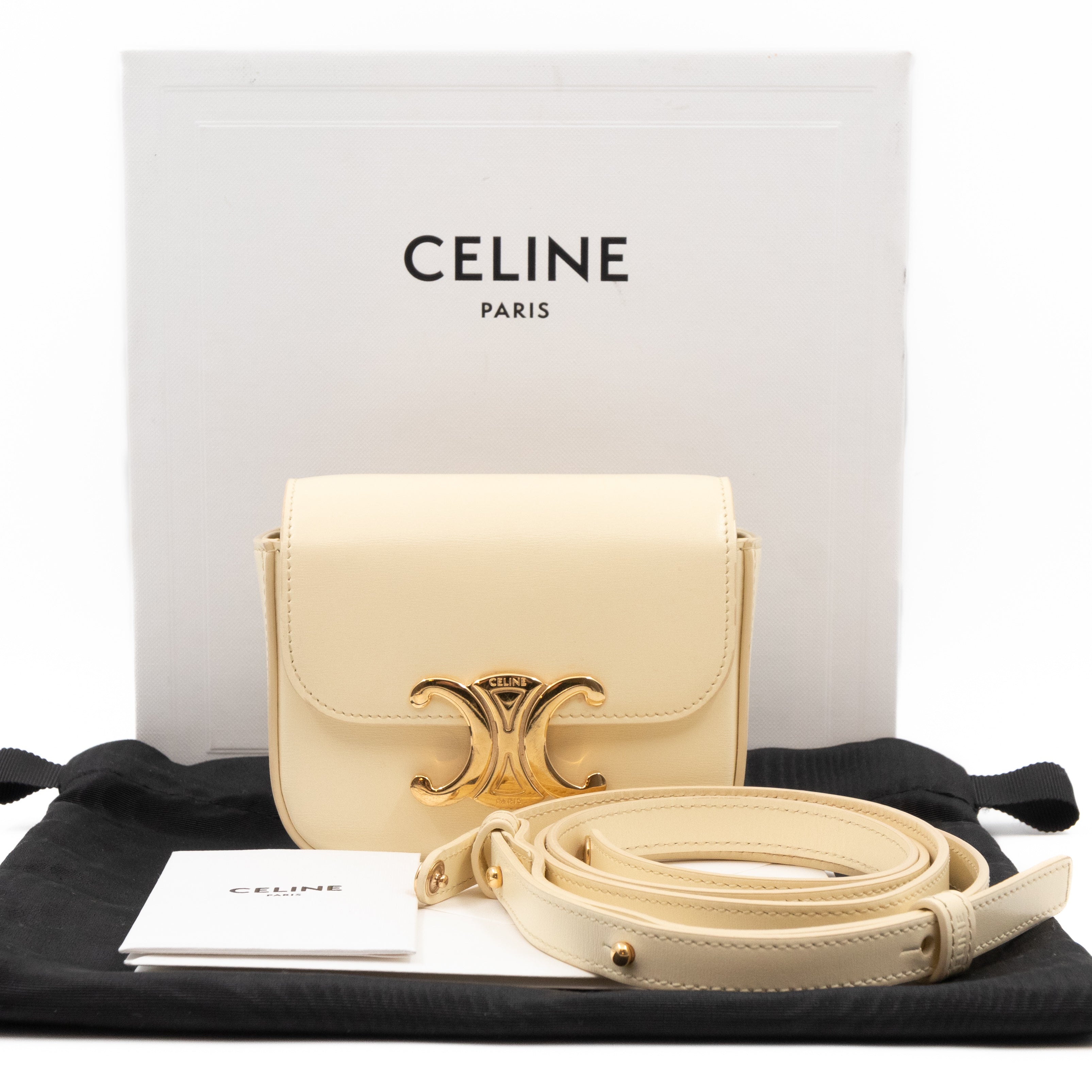 Mini Claude Shiny Soft Yellow Calfskin Leather