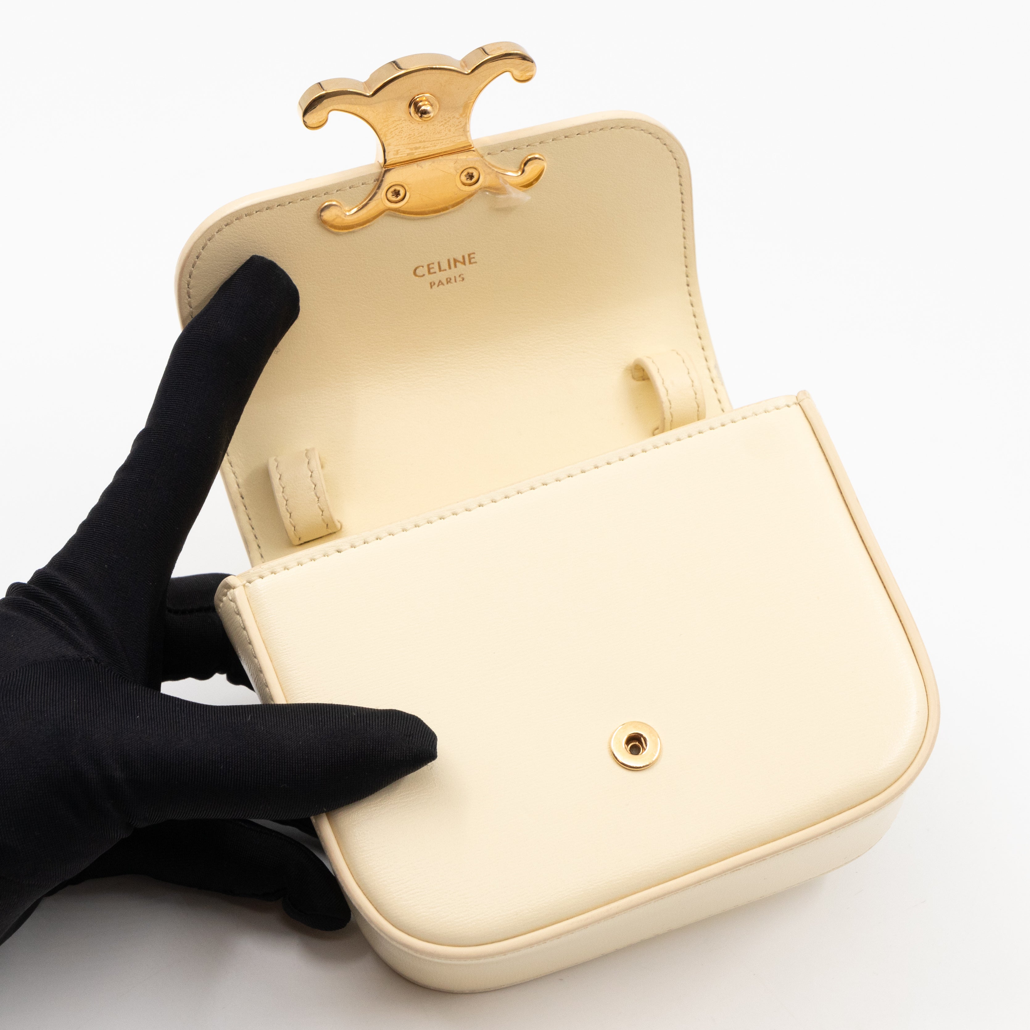 Mini Claude Shiny Soft Yellow Calfskin Leather