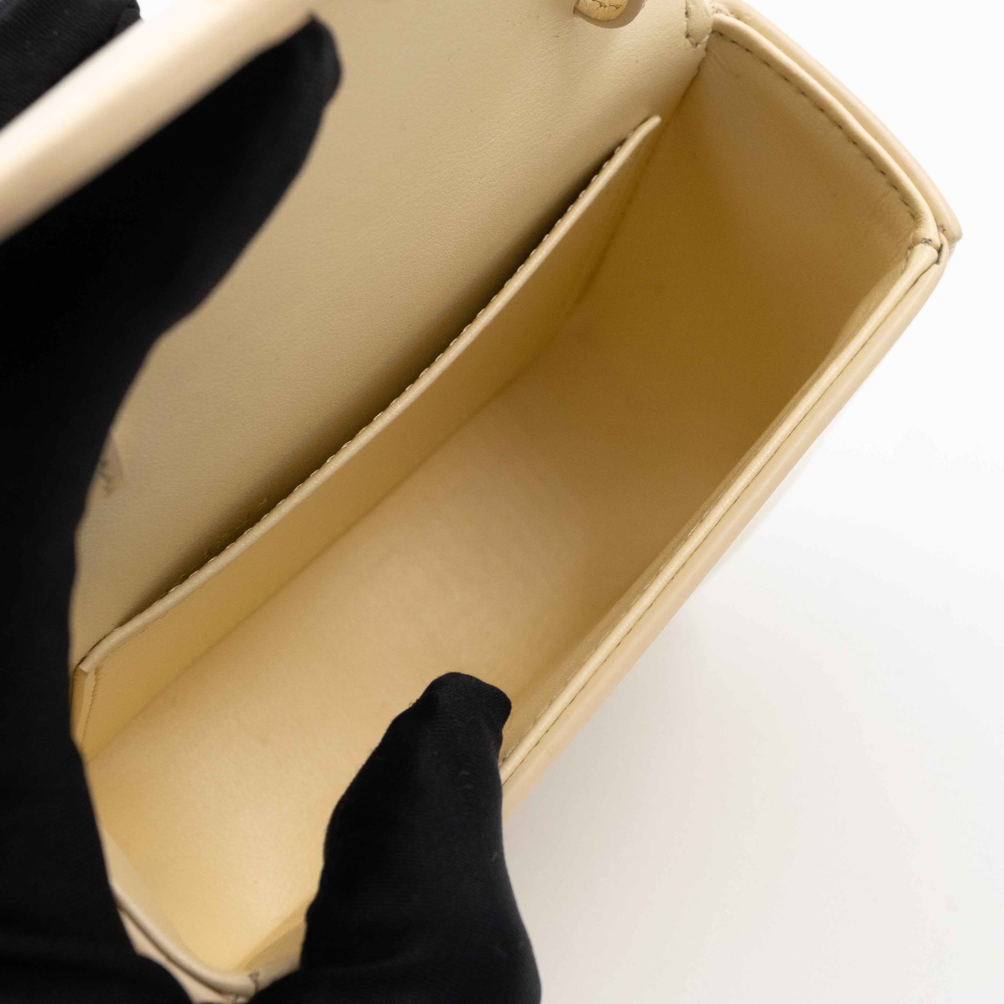 Mini Claude Shiny Soft Yellow Calfskin Leather