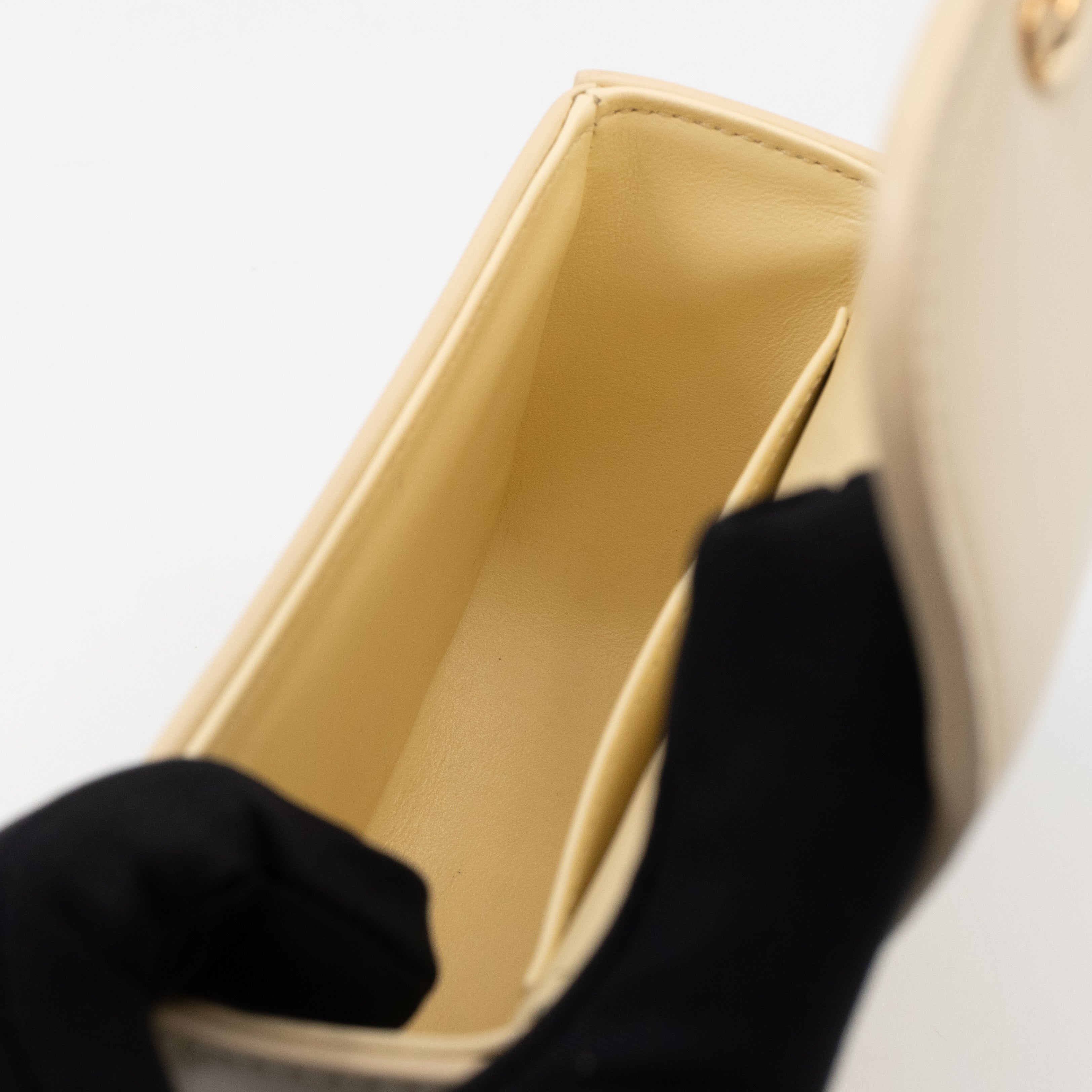 Mini Claude Shiny Soft Yellow Calfskin Leather