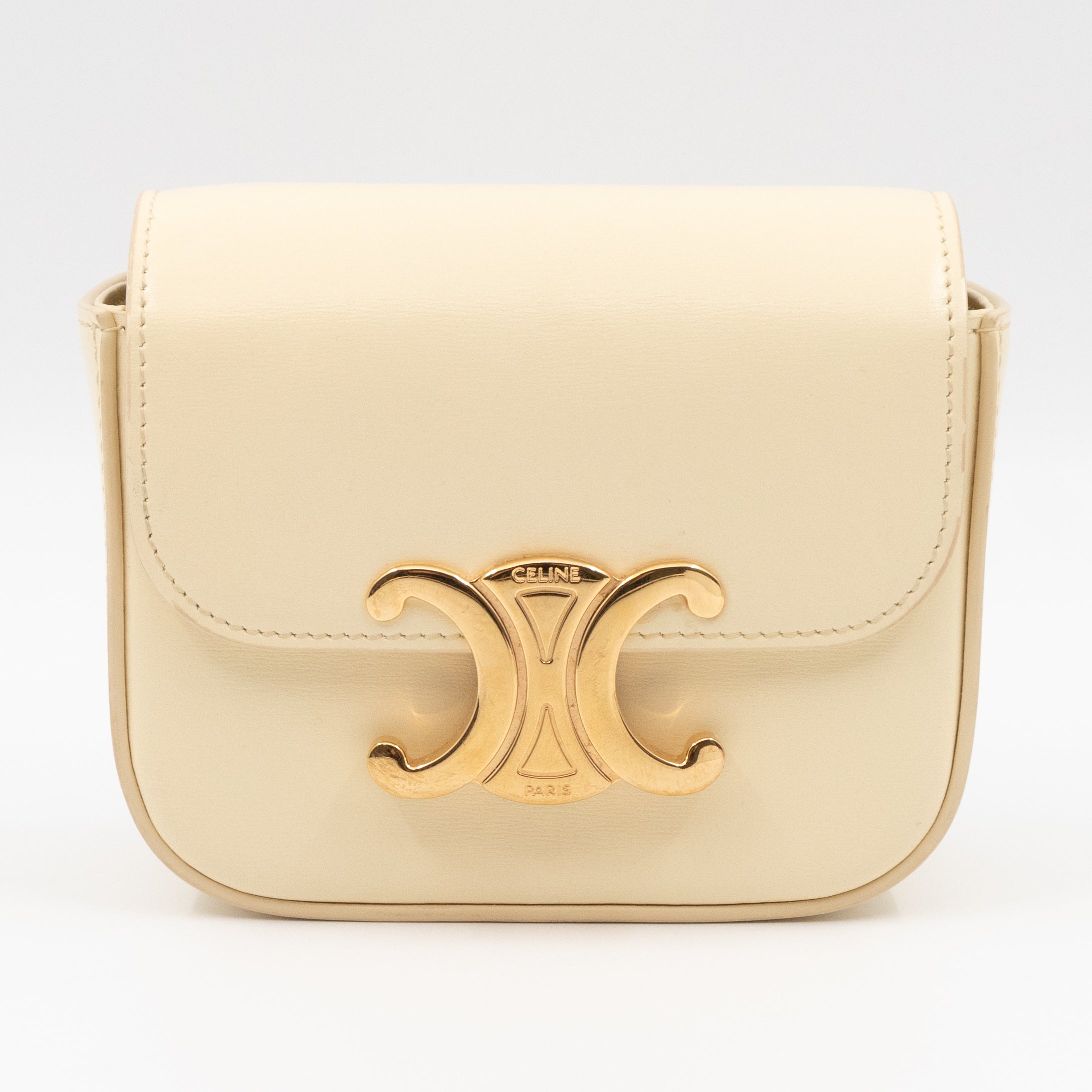 Mini Claude Shiny Soft Yellow Calfskin Leather