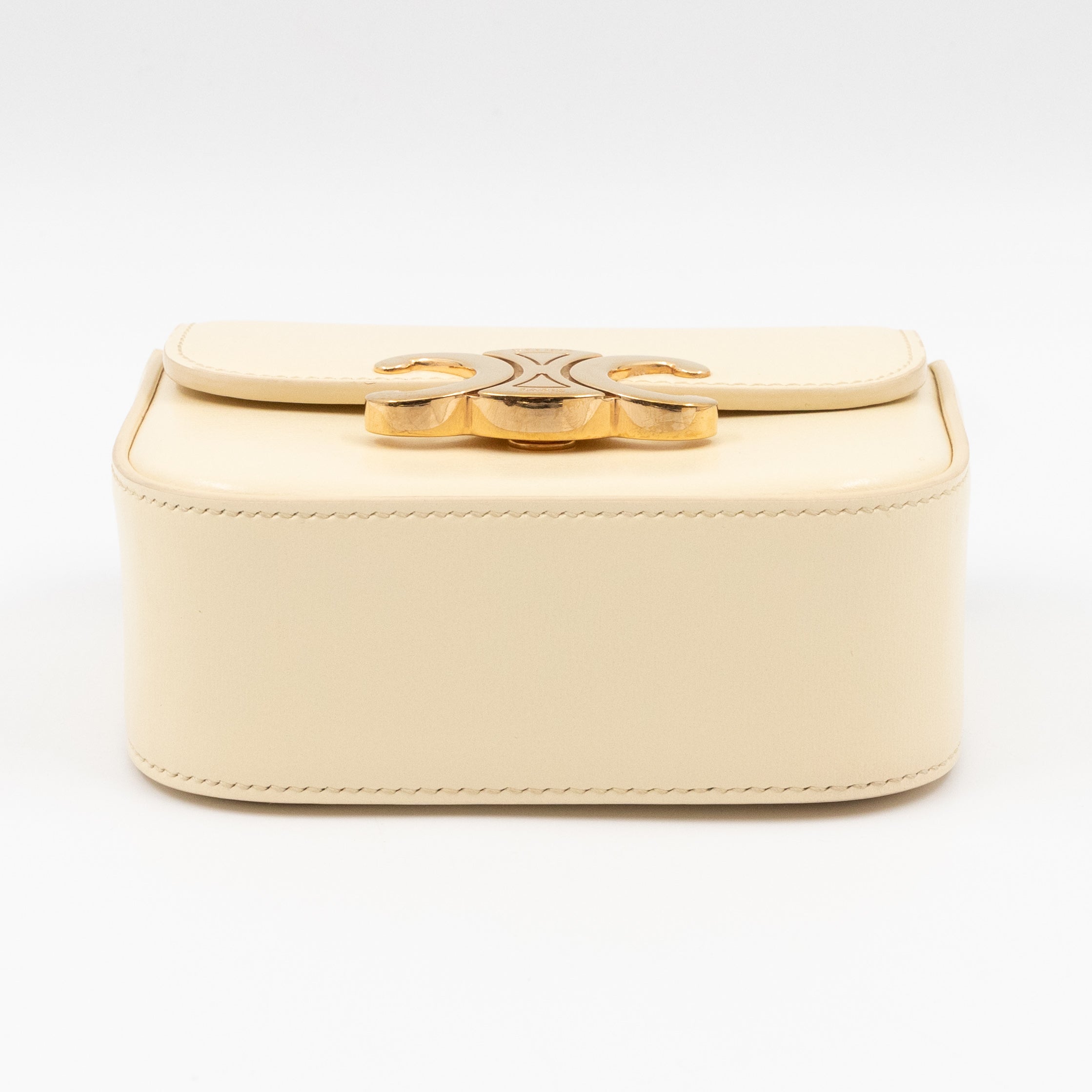 Mini Claude Shiny Soft Yellow Calfskin Leather