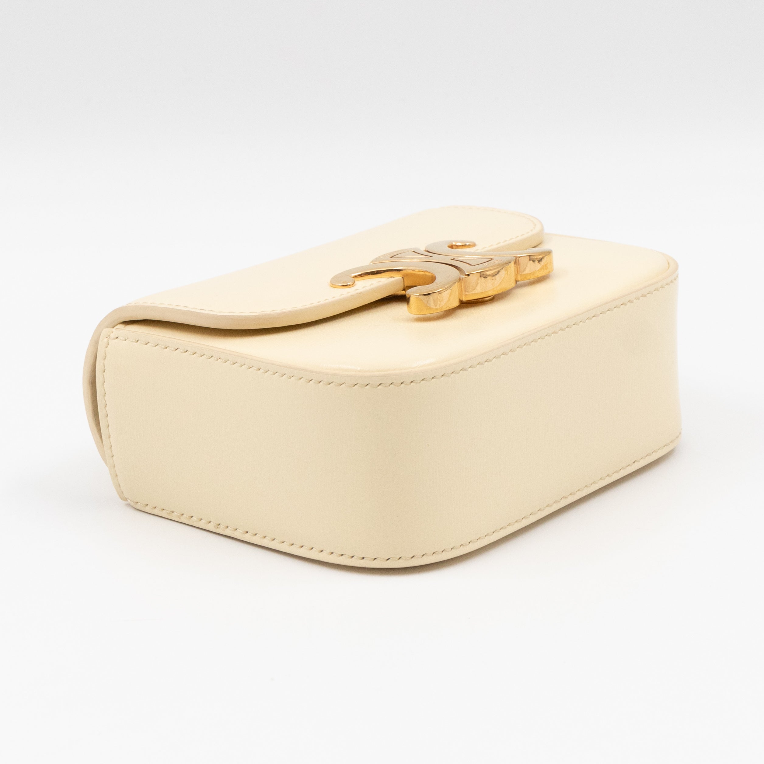 Mini Claude Shiny Soft Yellow Calfskin Leather