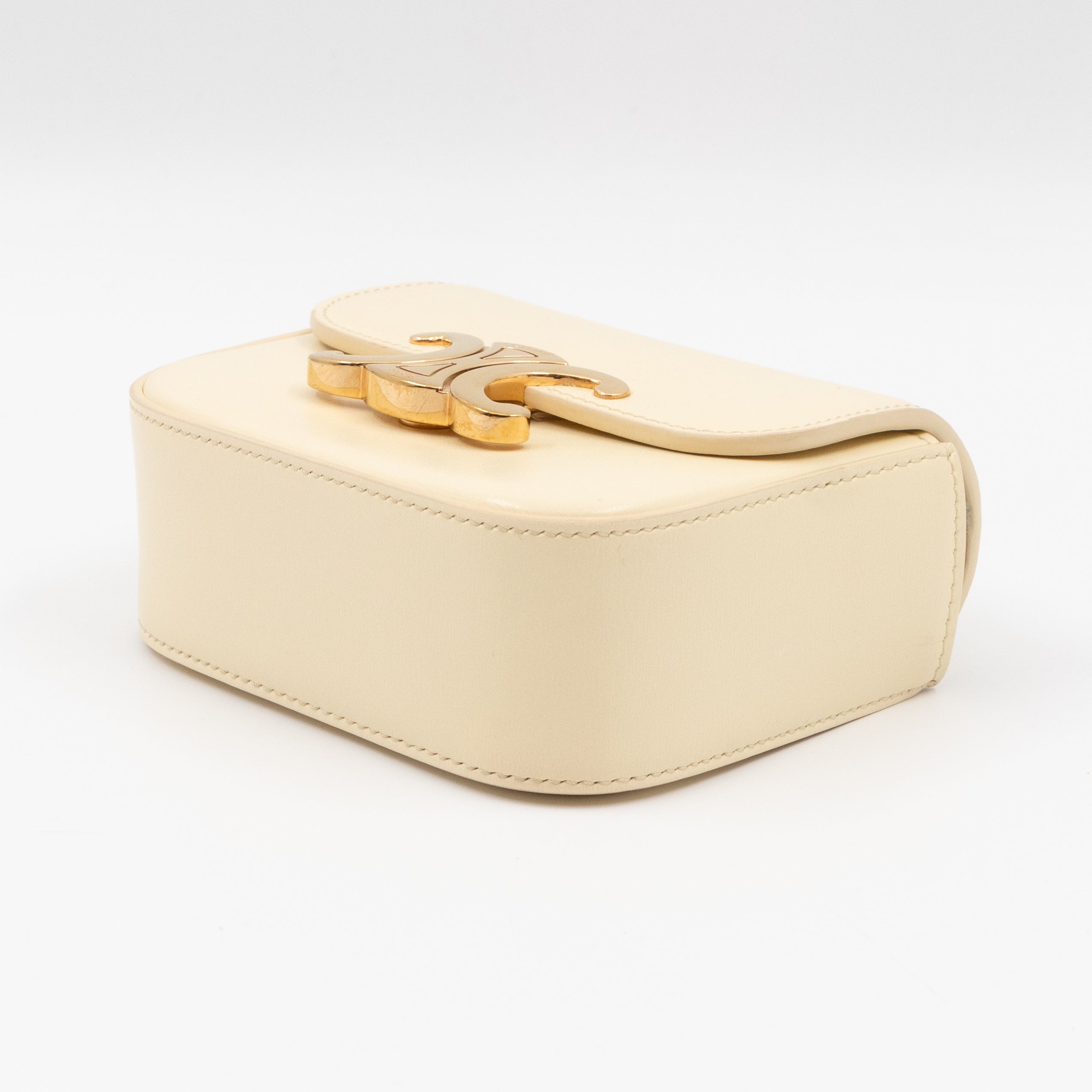 Mini Claude Shiny Soft Yellow Calfskin Leather