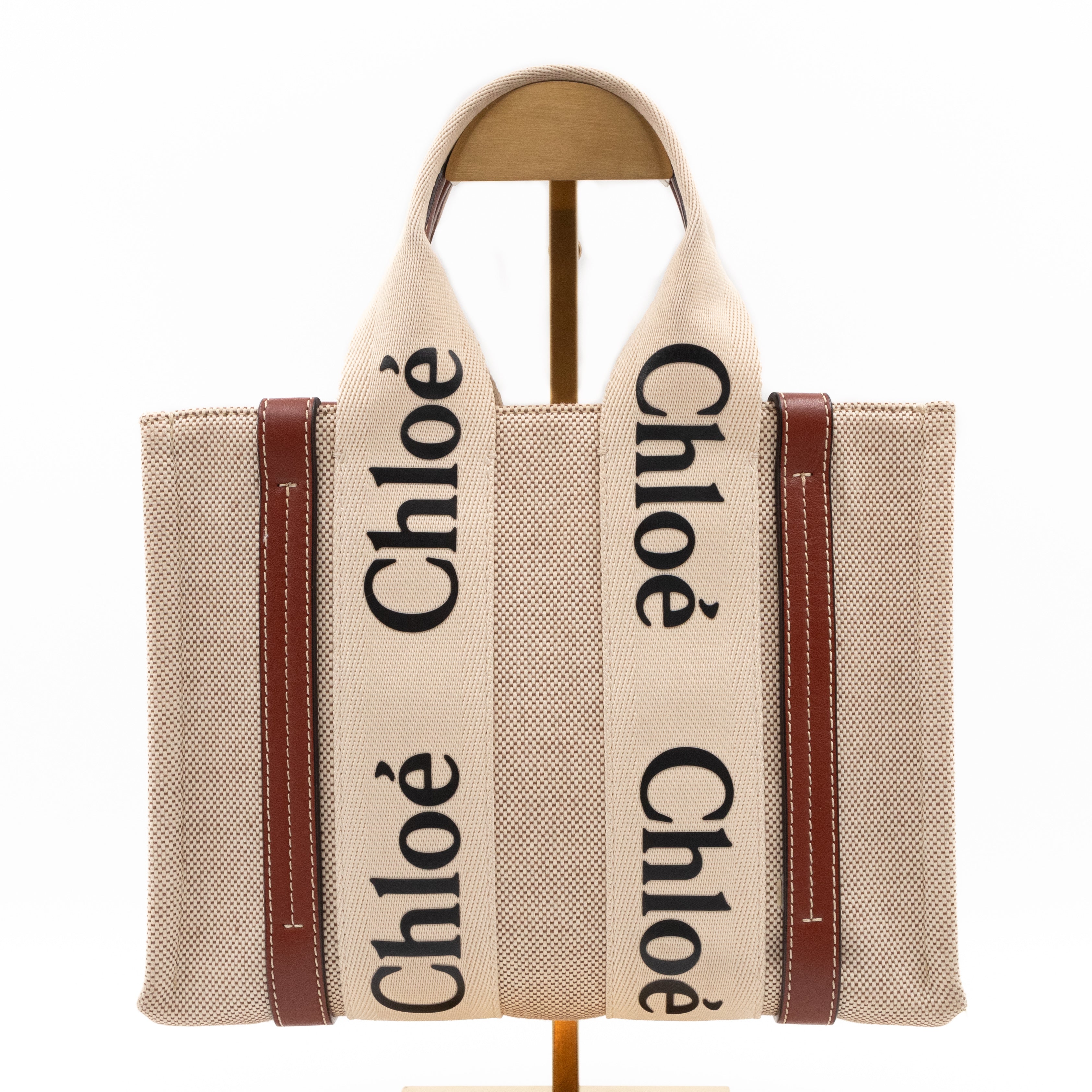 Small Woody Tote Bag Beige Brown