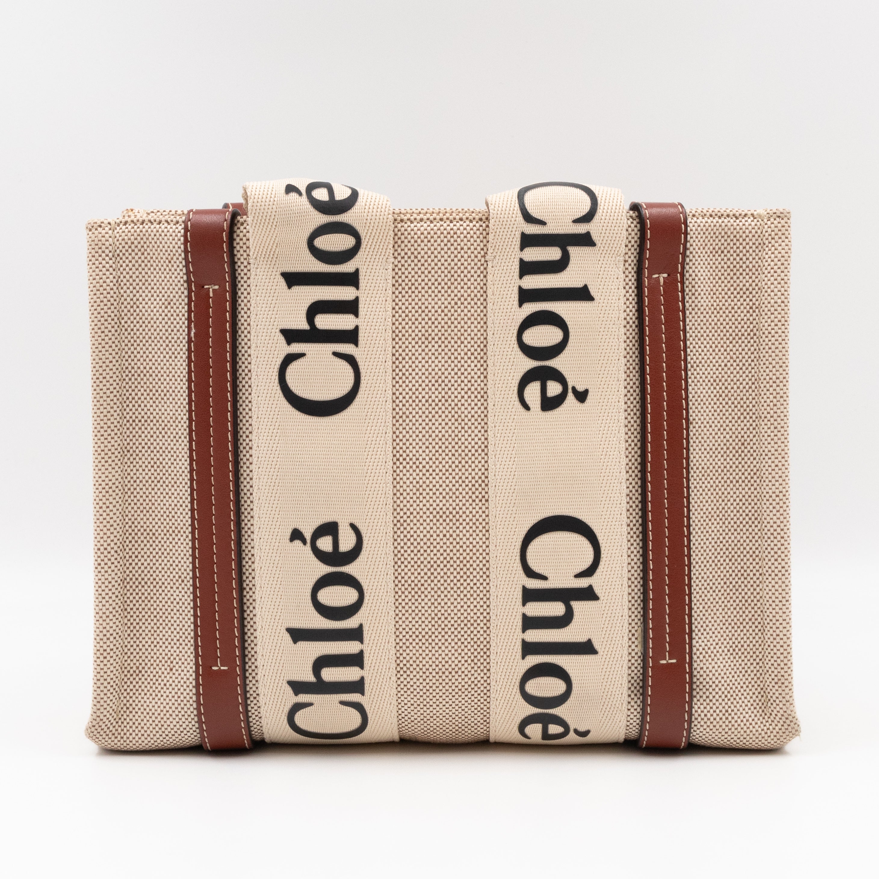 Small Woody Tote Bag Beige Brown