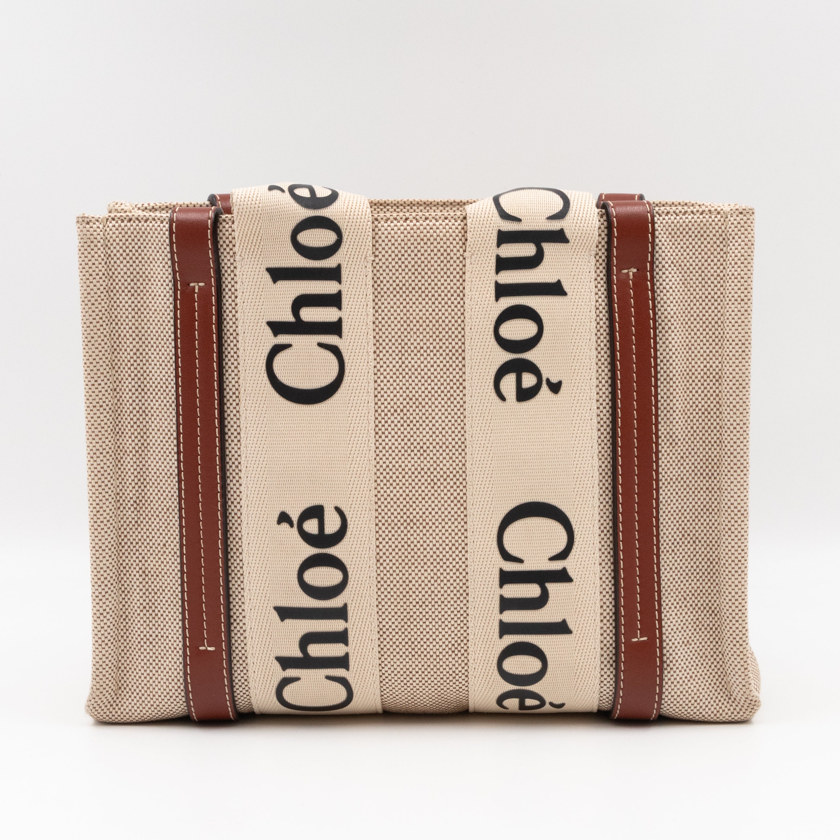 Small Woody Tote Bag Beige Brown