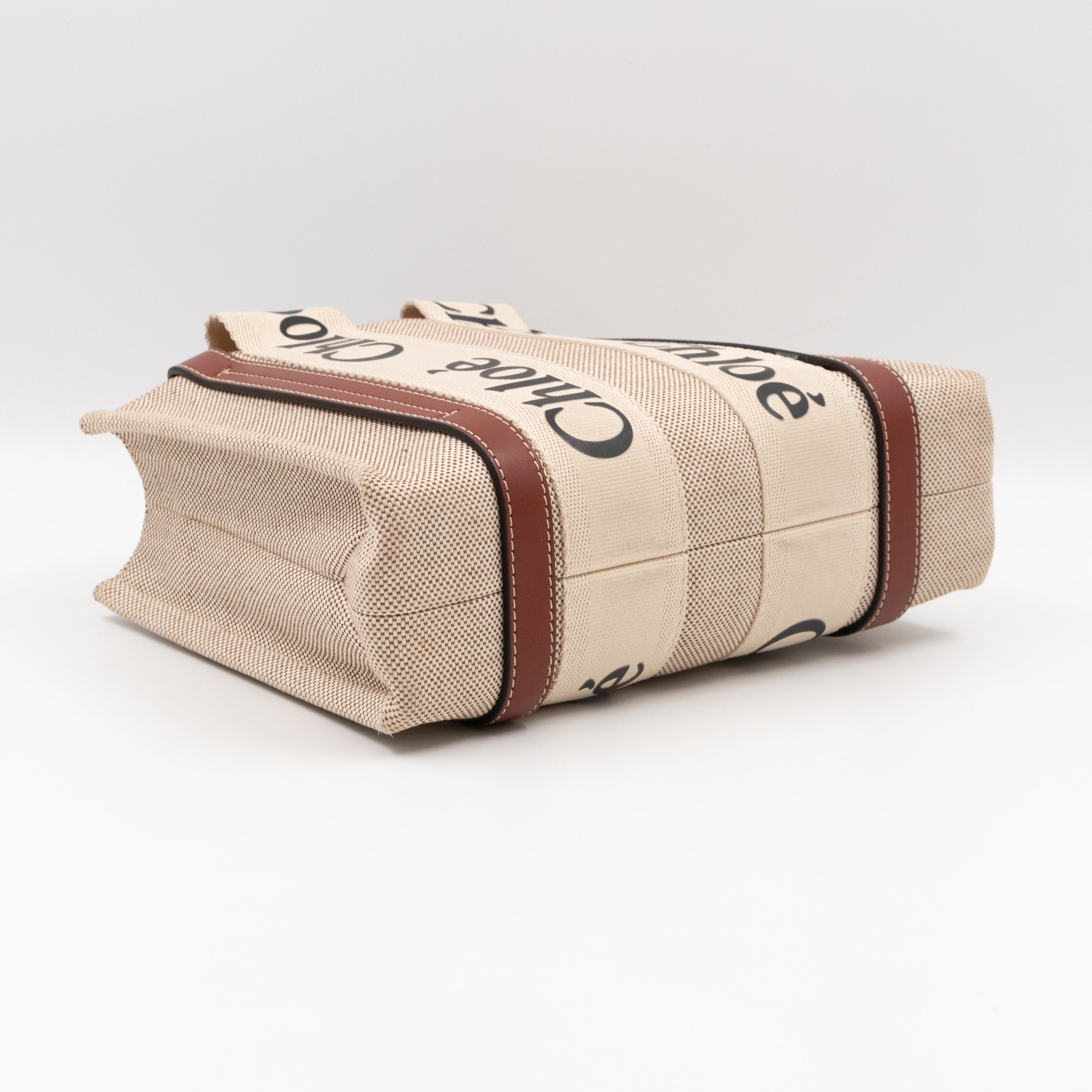 Small Woody Tote Bag Beige Brown