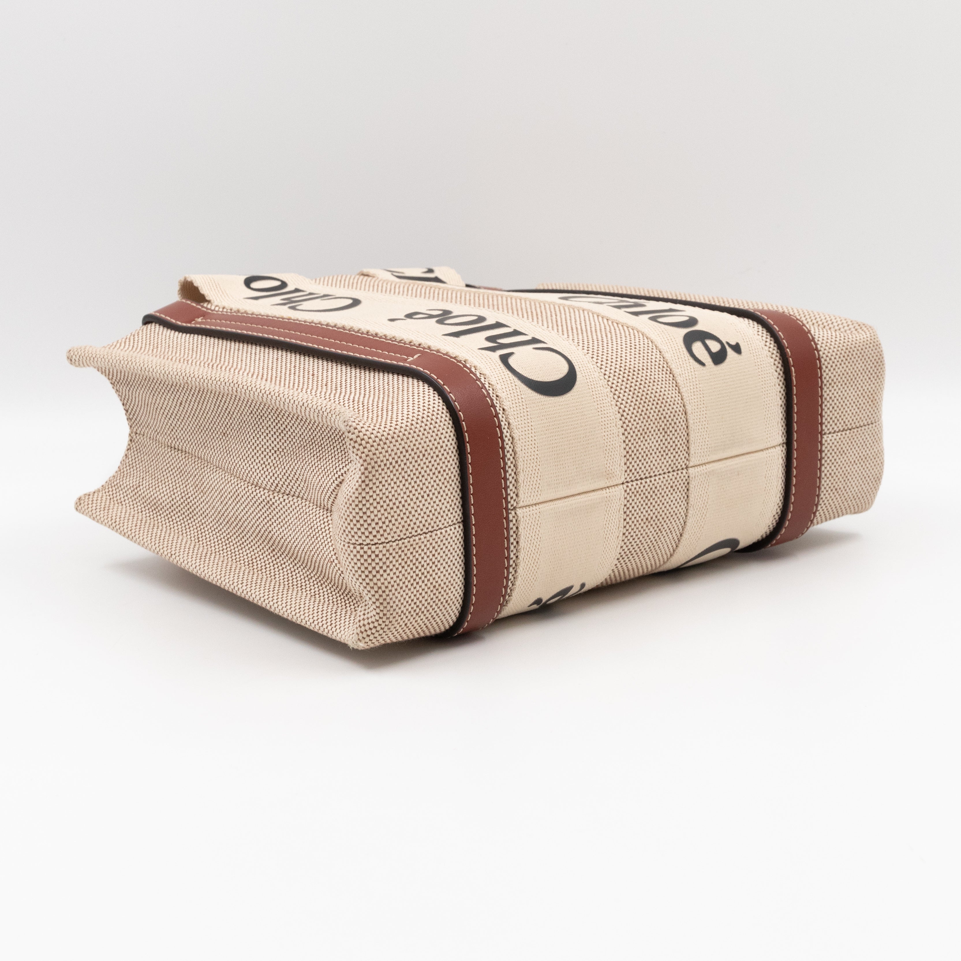 Small Woody Tote Bag Beige Brown