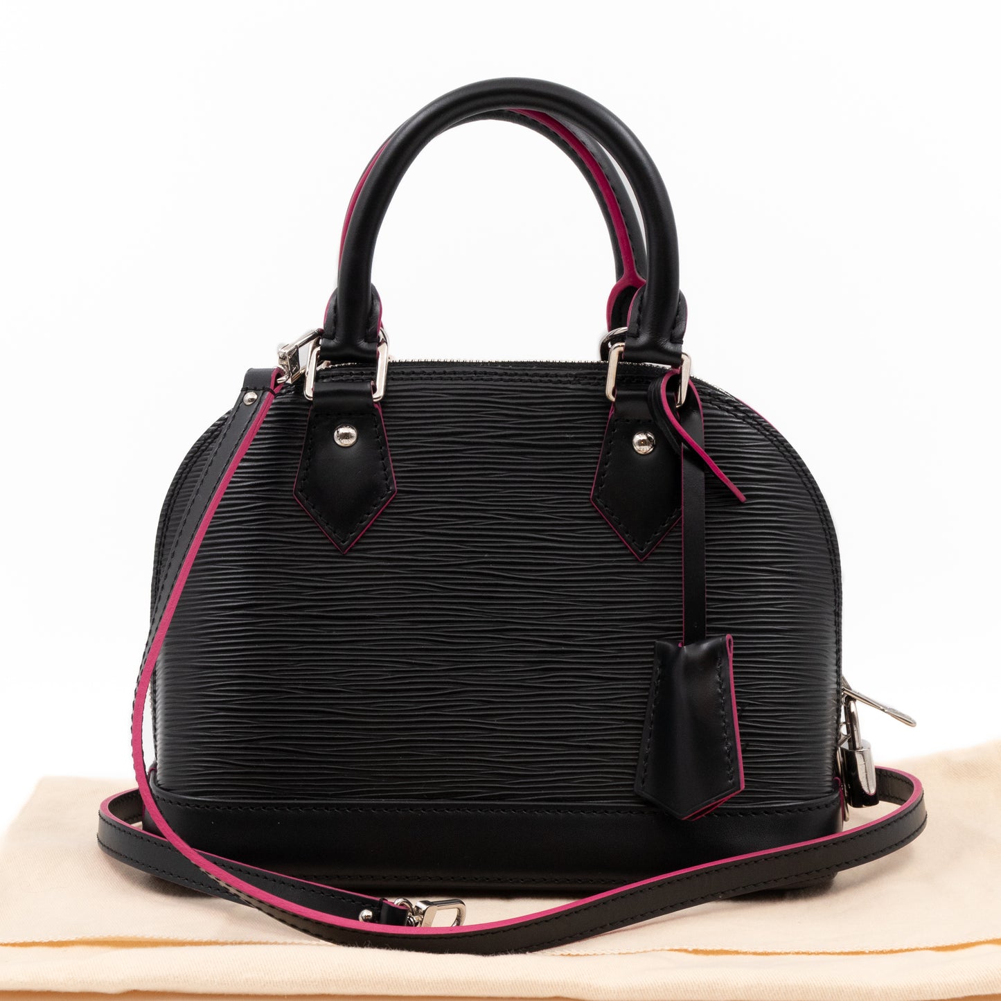 Alma BB Epi Leather Black Fuchsia