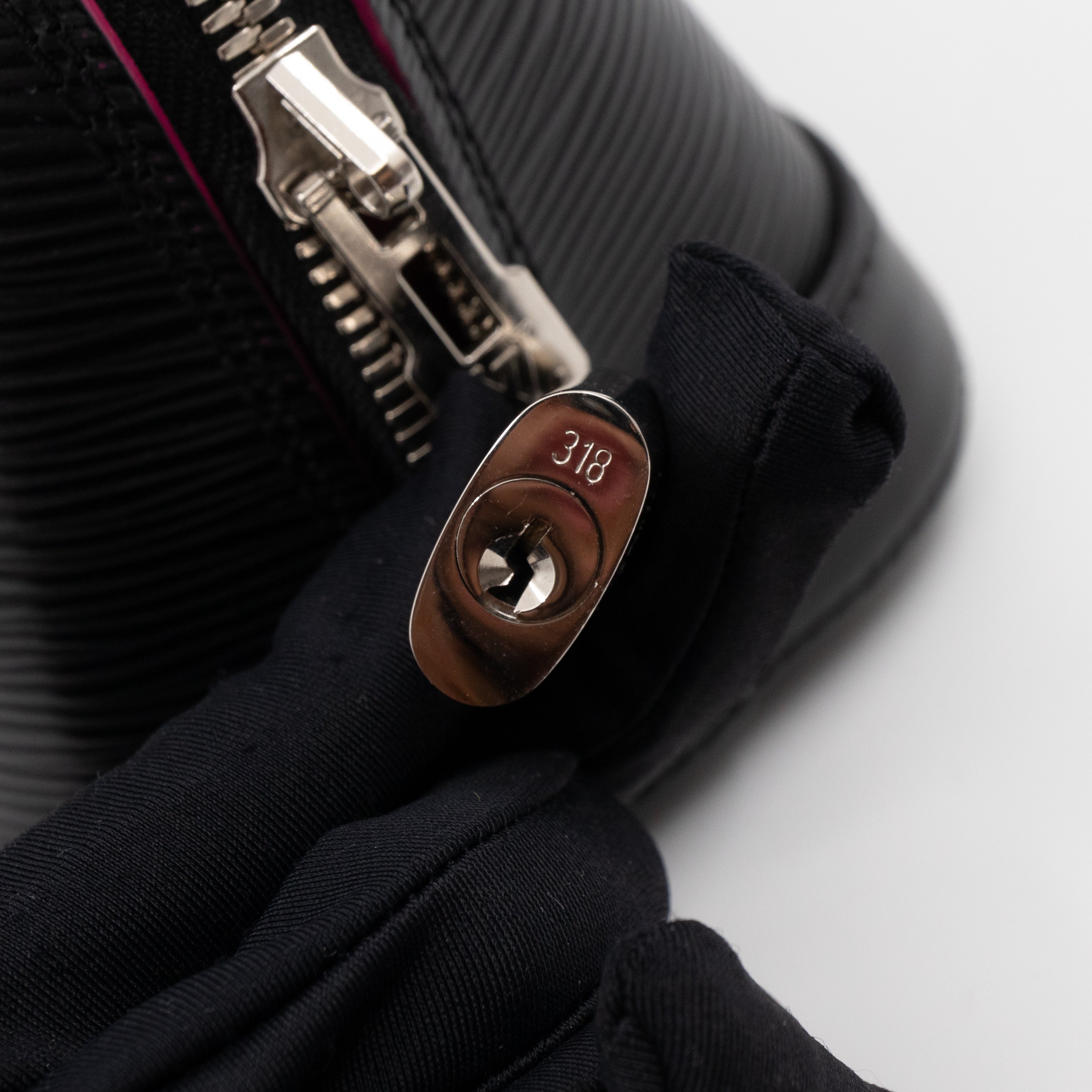 Alma BB Epi Leather Black Fuchsia