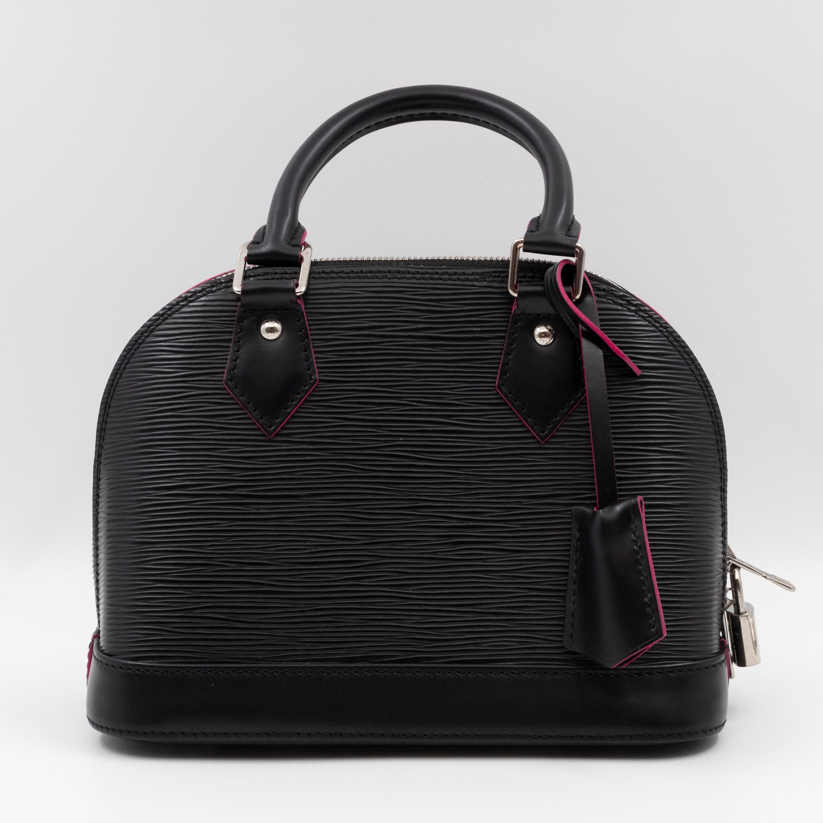 Alma BB Epi Leather Black Fuchsia