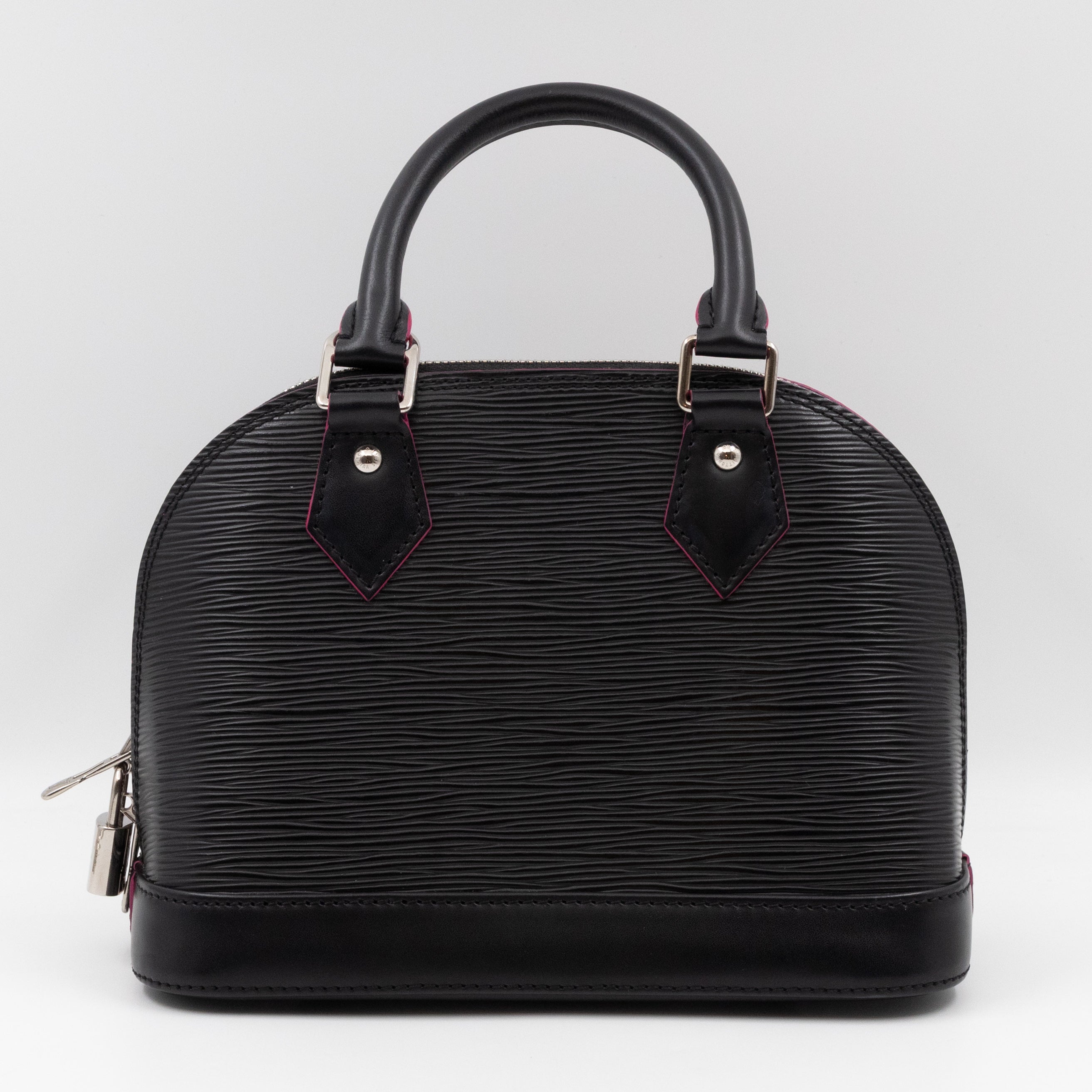 Alma BB Epi Leather Black Fuchsia