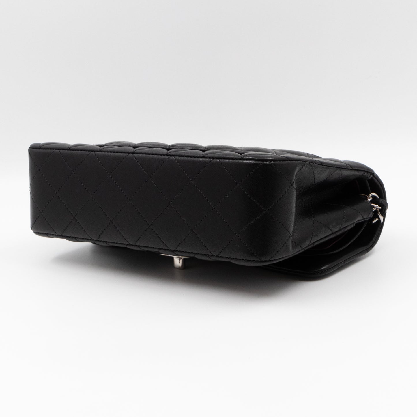 Classic Double Flap Small Black Lambskin Silver