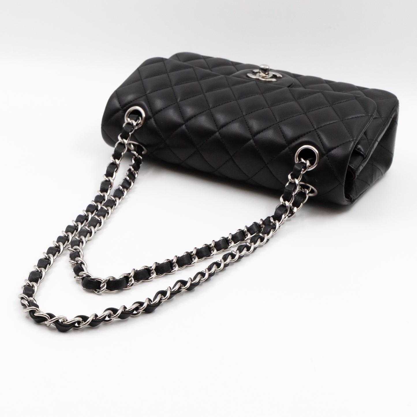 Classic Double Flap Small Black Lambskin Silver