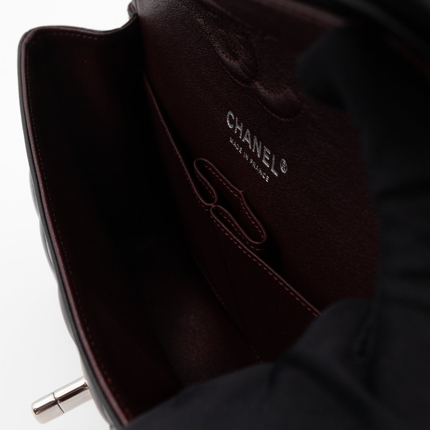 Classic Double Flap Small Black Lambskin Silver