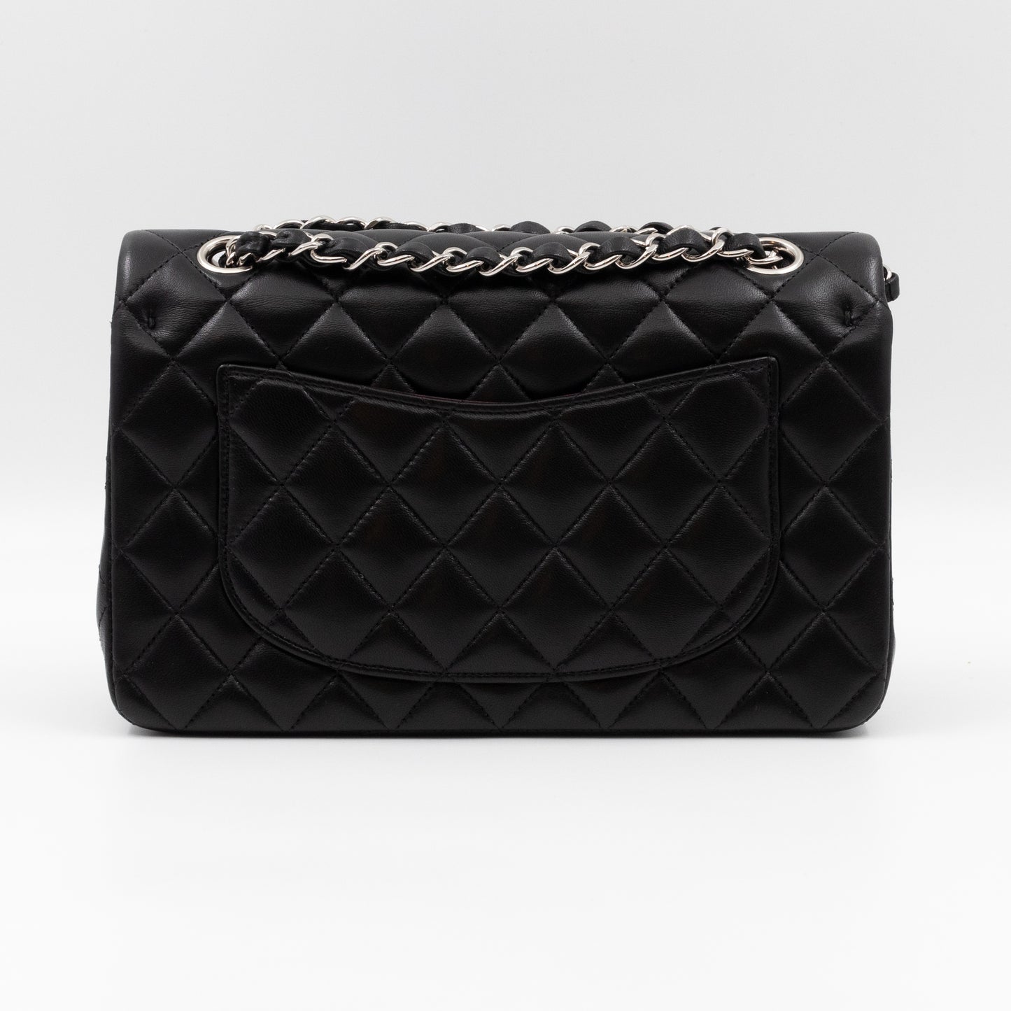 Classic Double Flap Small Black Lambskin Silver