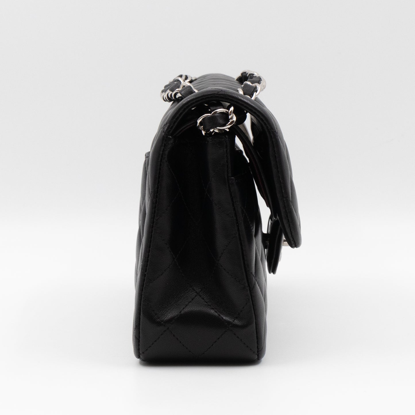 Classic Double Flap Small Black Lambskin Silver