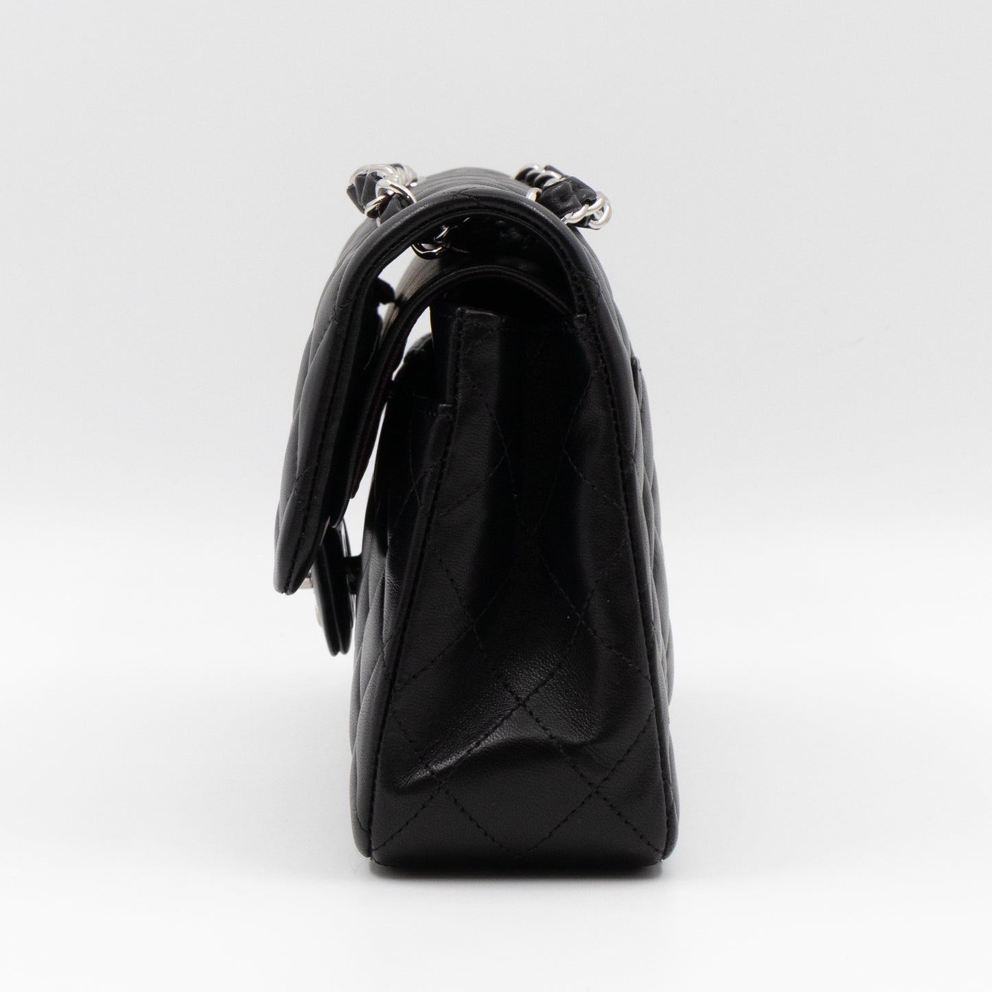 Classic Double Flap Small Black Lambskin Silver