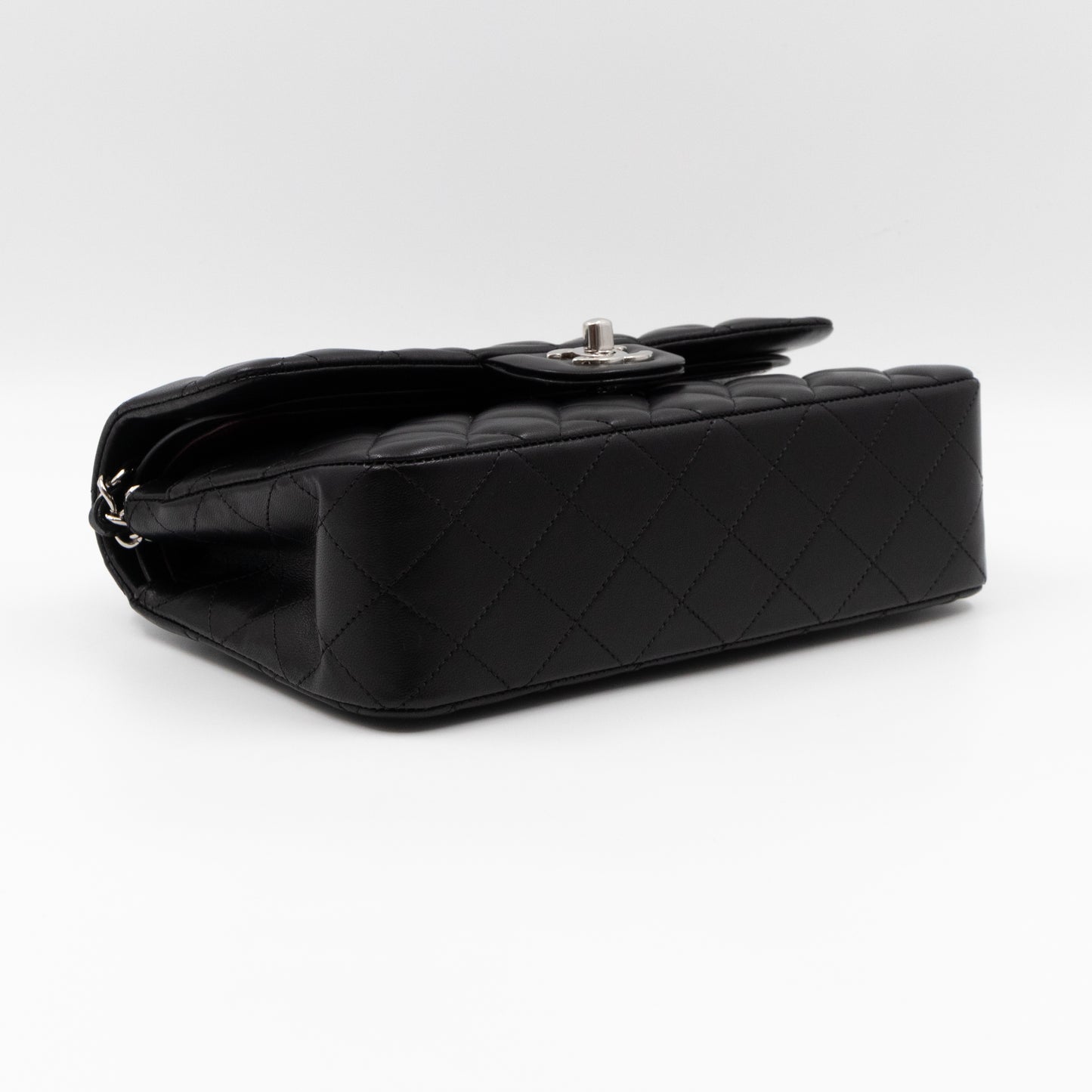 Classic Double Flap Small Black Lambskin Silver
