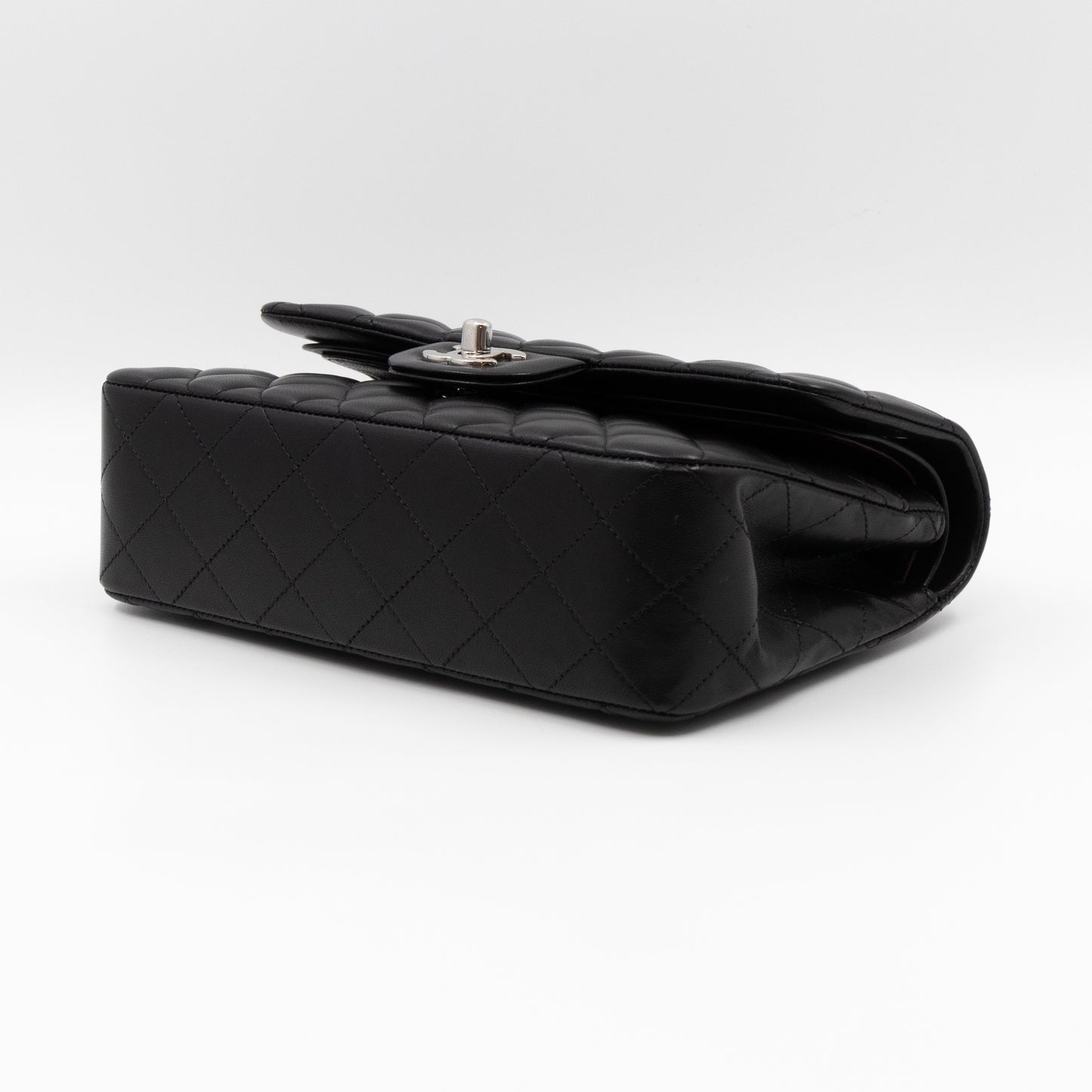 Classic Double Flap Small Black Lambskin Silver