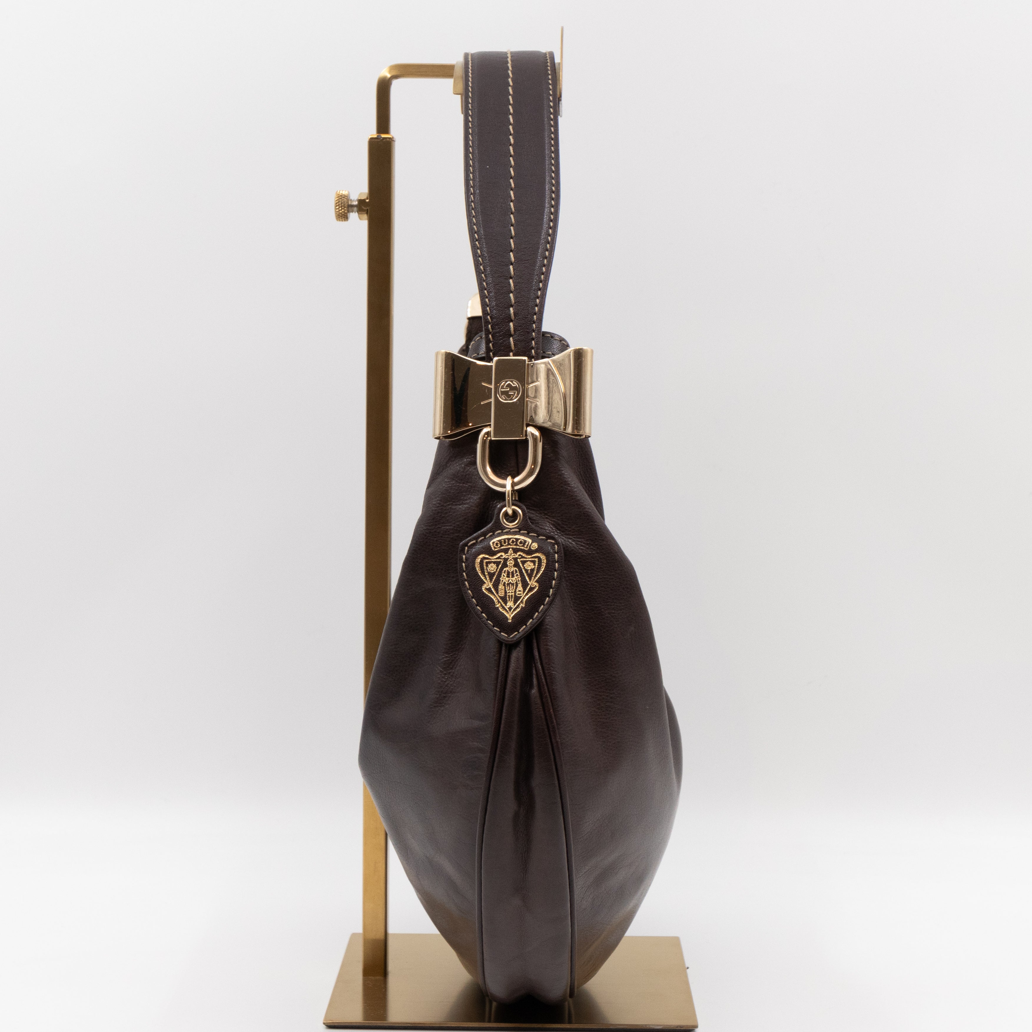 Duchessa Half Moon Hobo Vintage Shoulder Bag Brown Leather