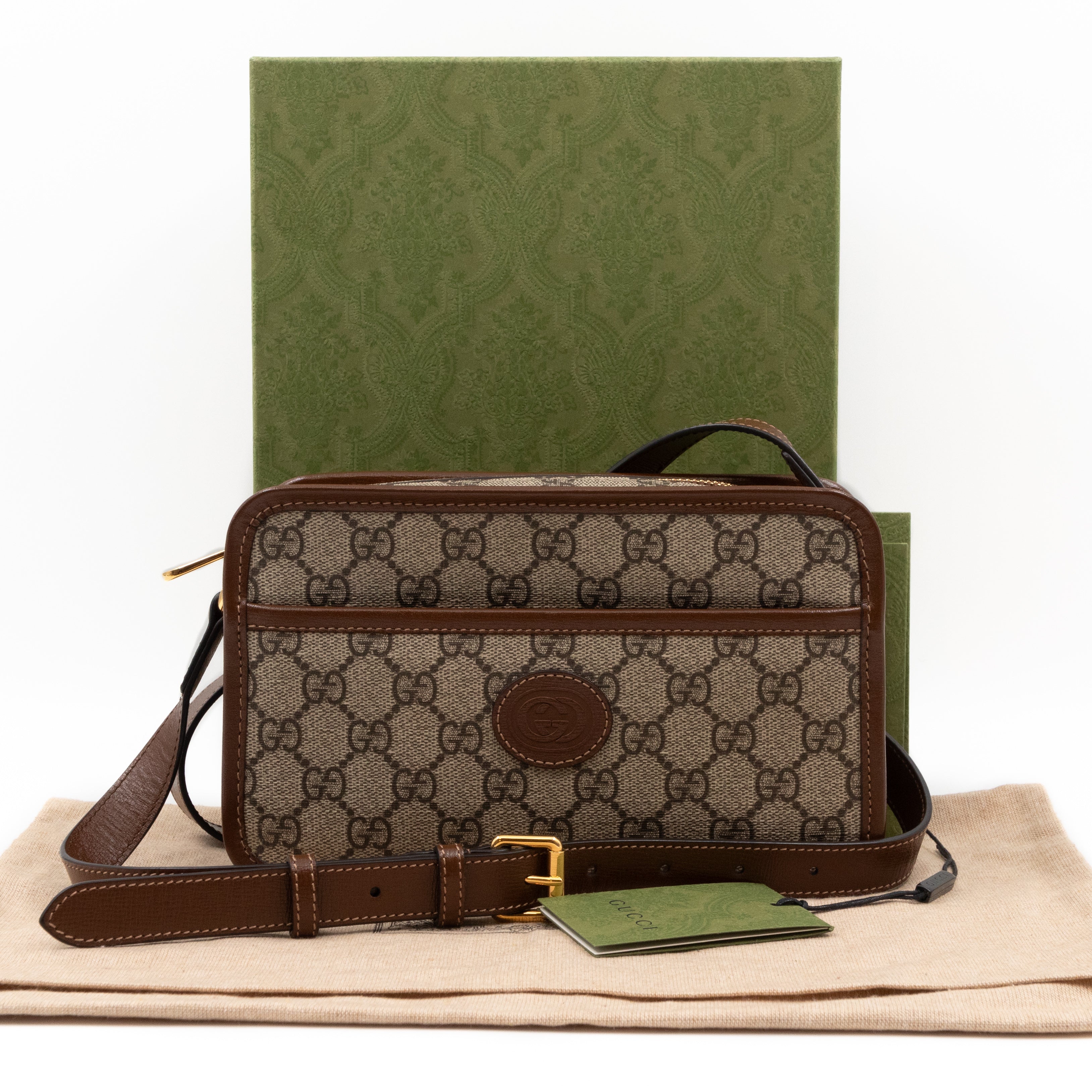 Mini Shoulder Bag with Interlocking G Brown GG Supreme