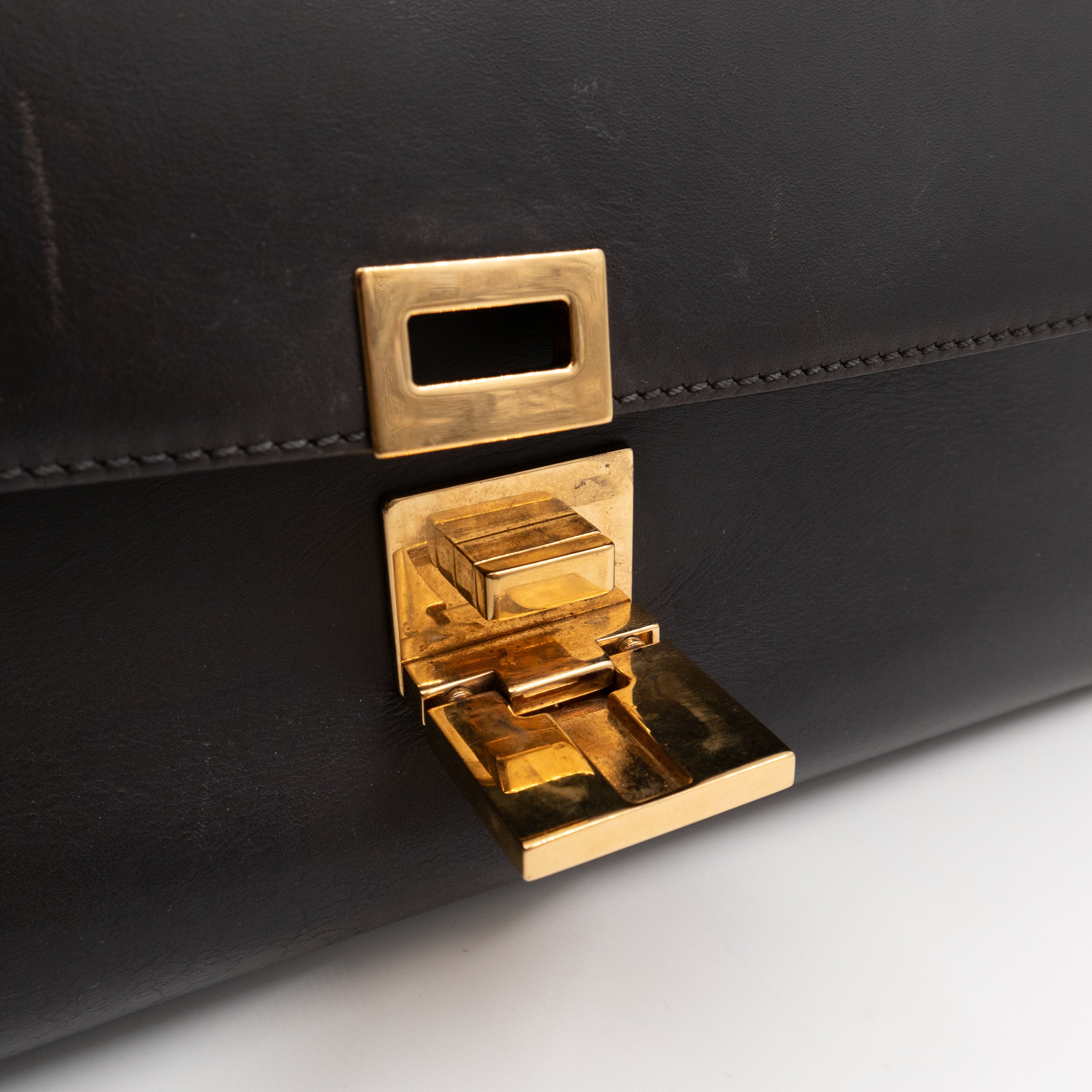 Trapeze Medium Brown & Black Leather