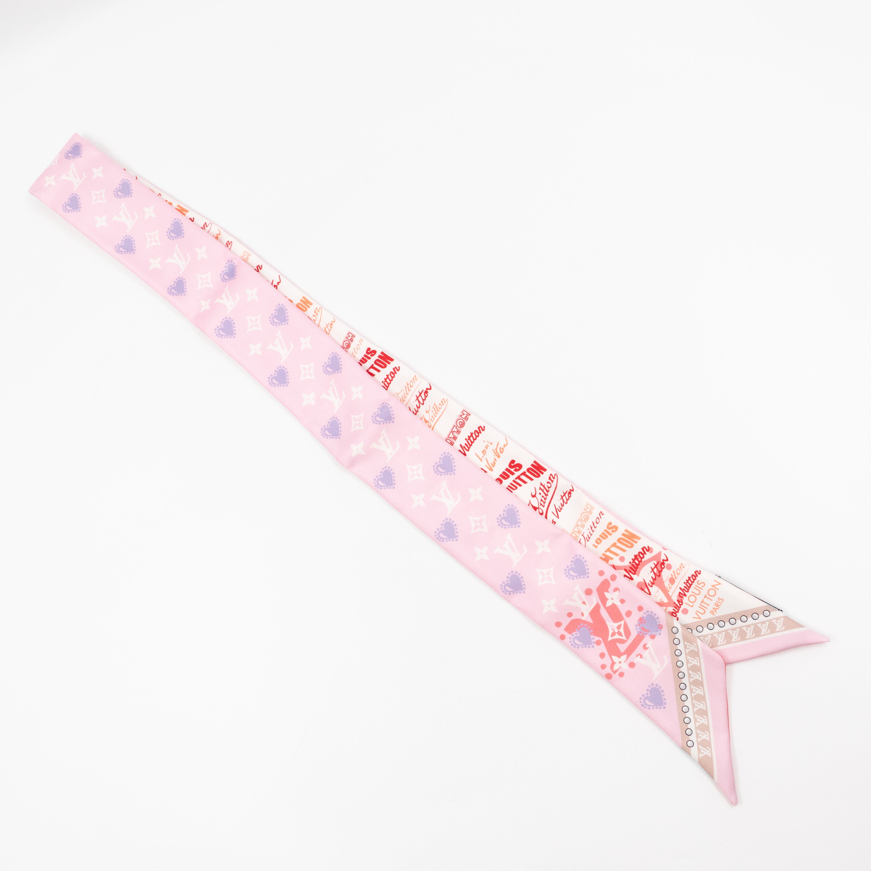 I LV U BB Bandeau Scarf Rose Clair Silk