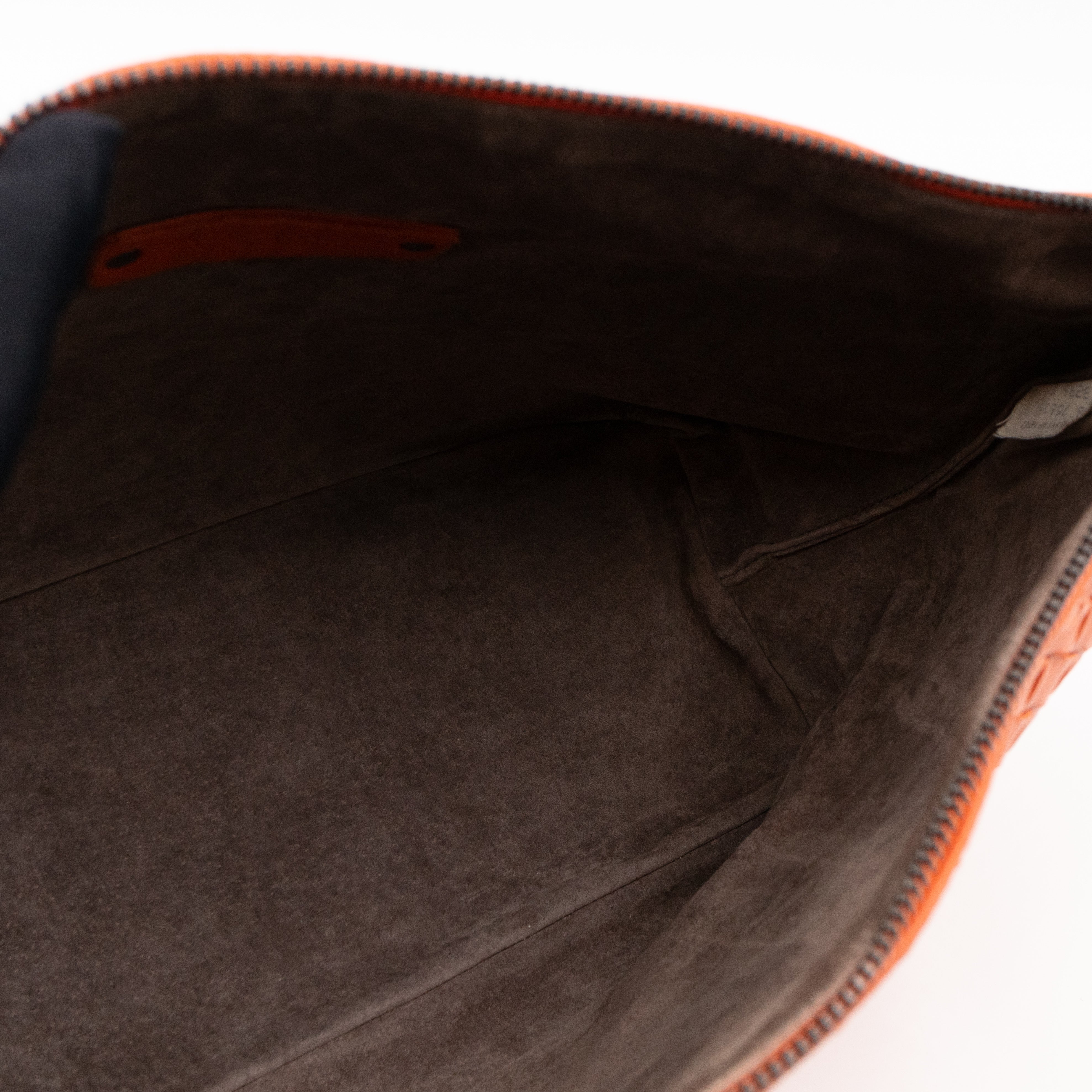 Small Shoulder Bag Intrecciato Orange Leather