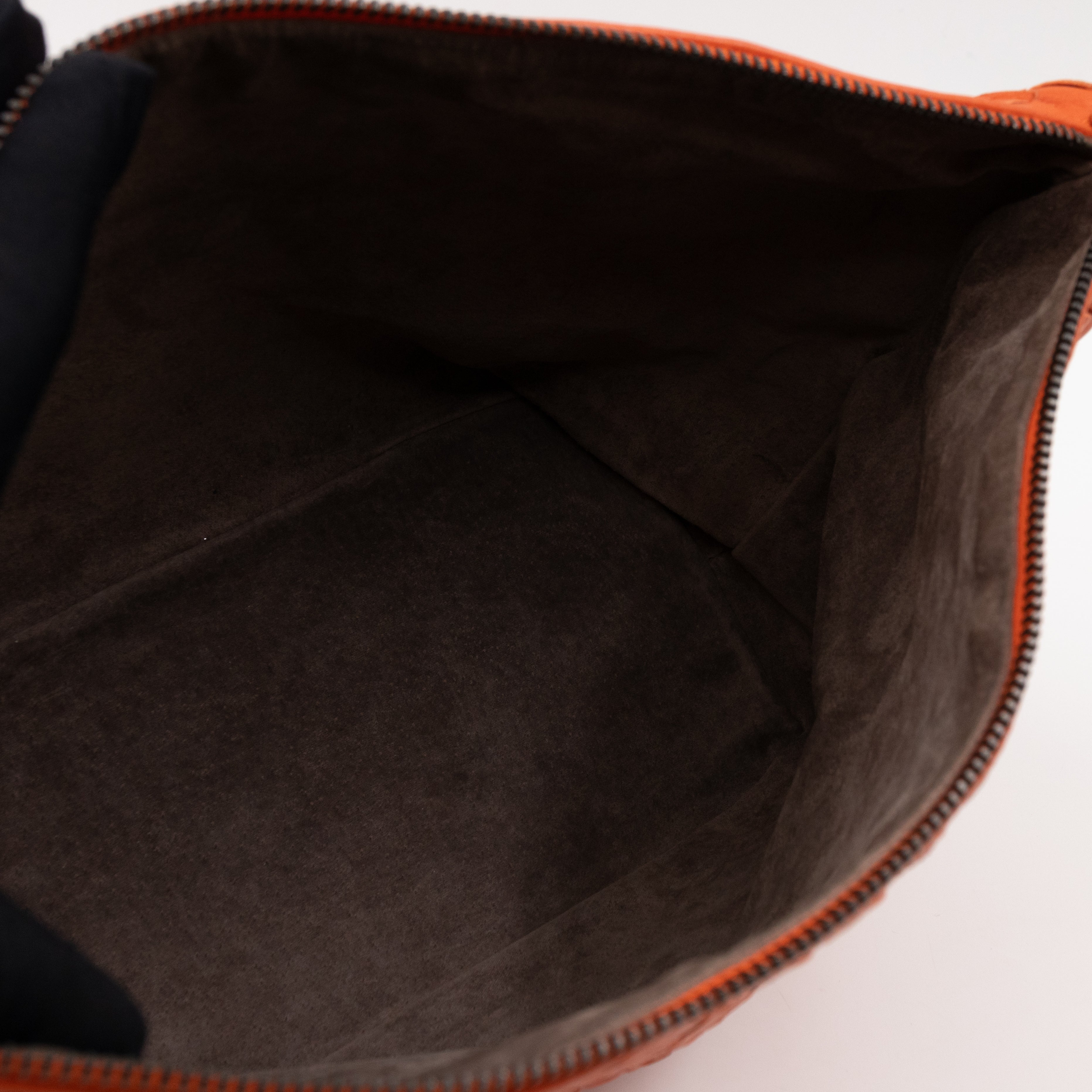 Small Shoulder Bag Intrecciato Orange Leather