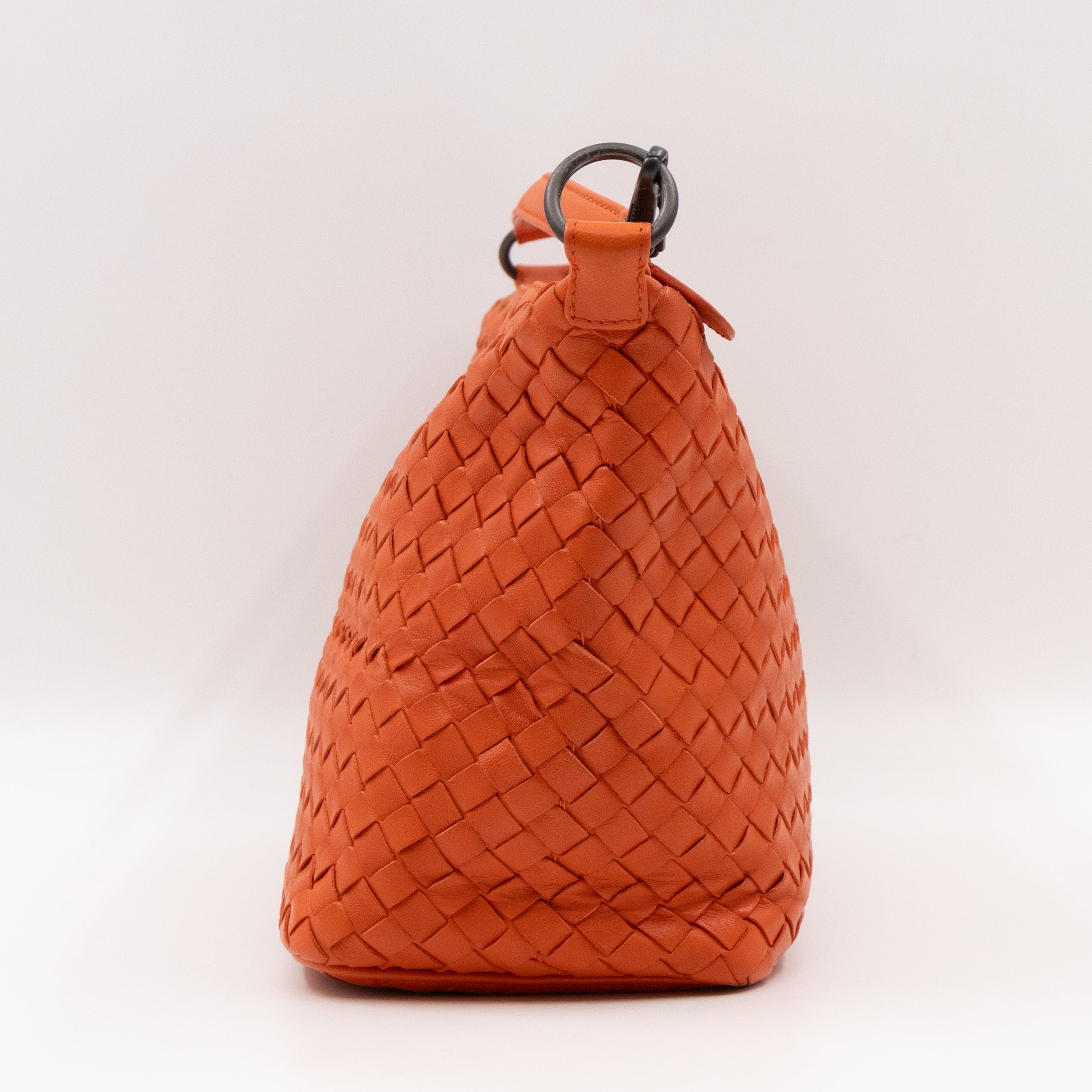 Small Shoulder Bag Intrecciato Orange Leather