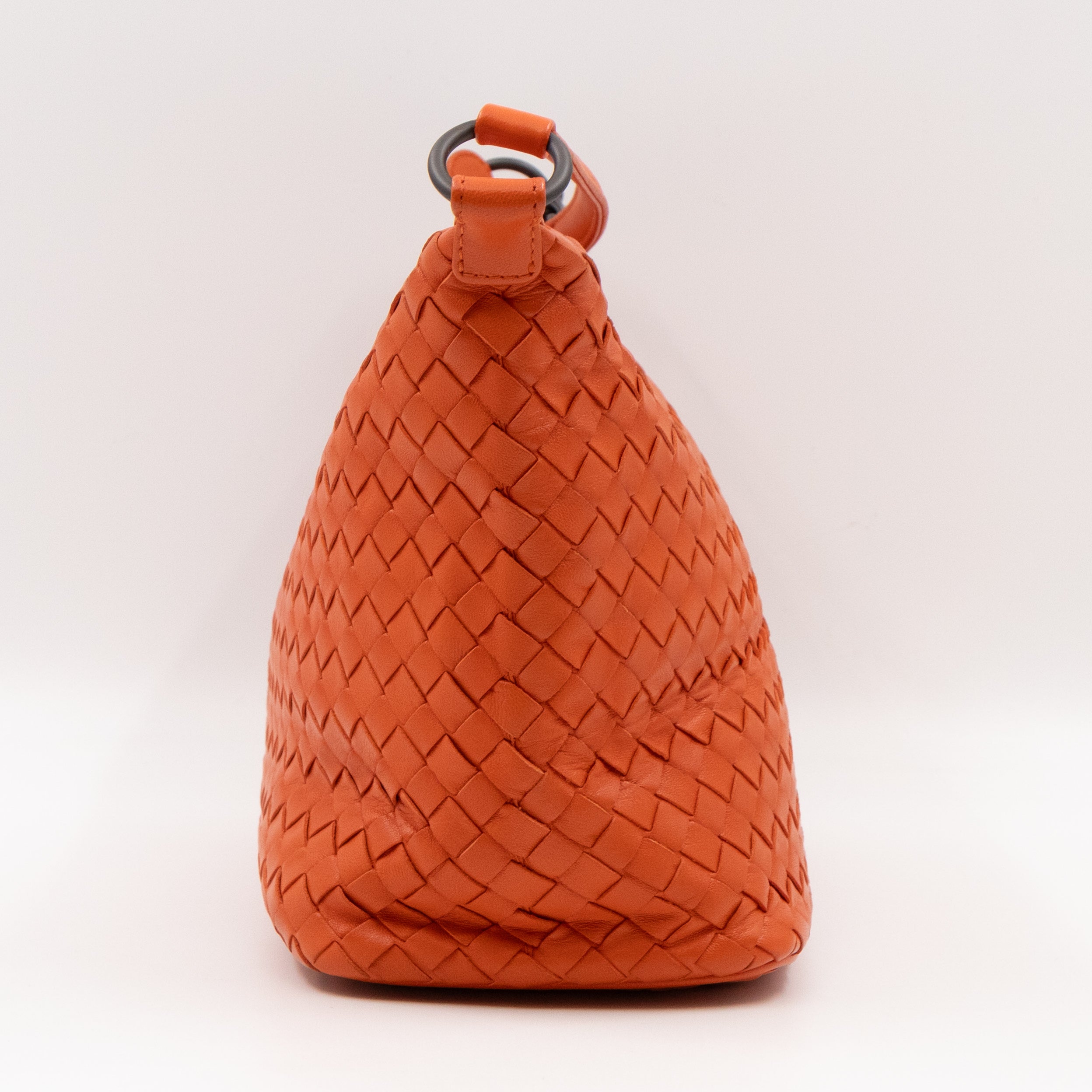 Small Shoulder Bag Intrecciato Orange Leather