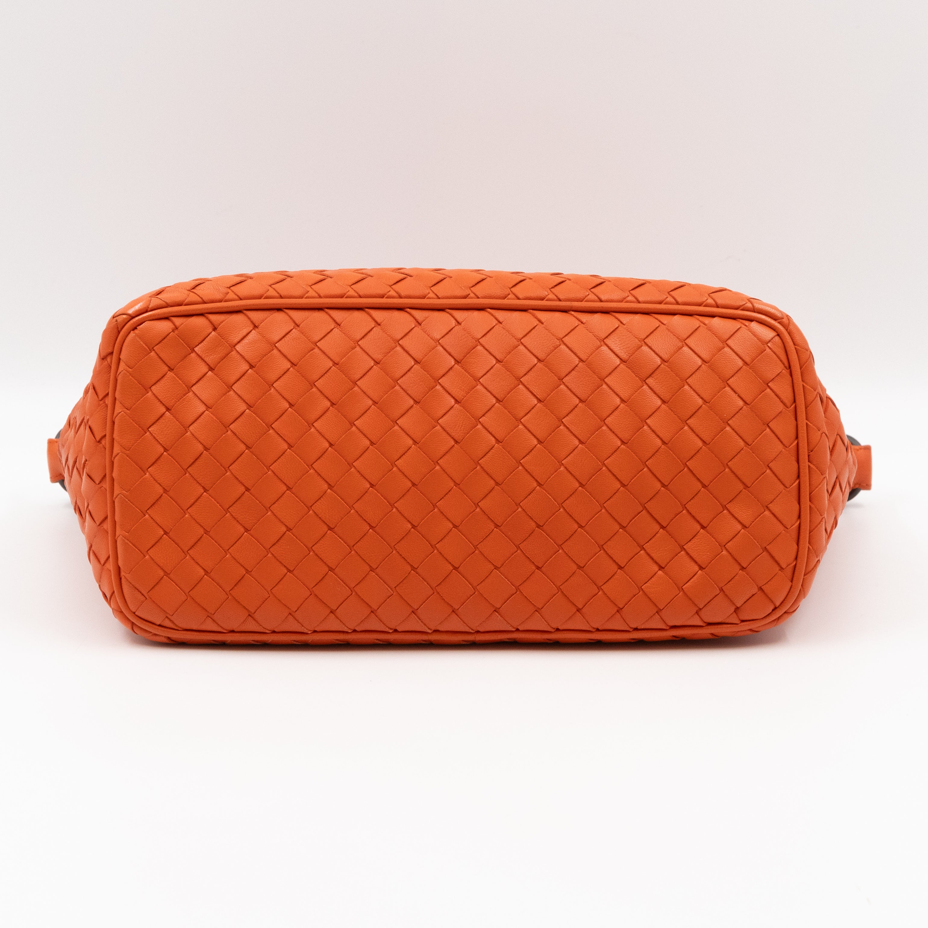 Small Shoulder Bag Intrecciato Orange Leather