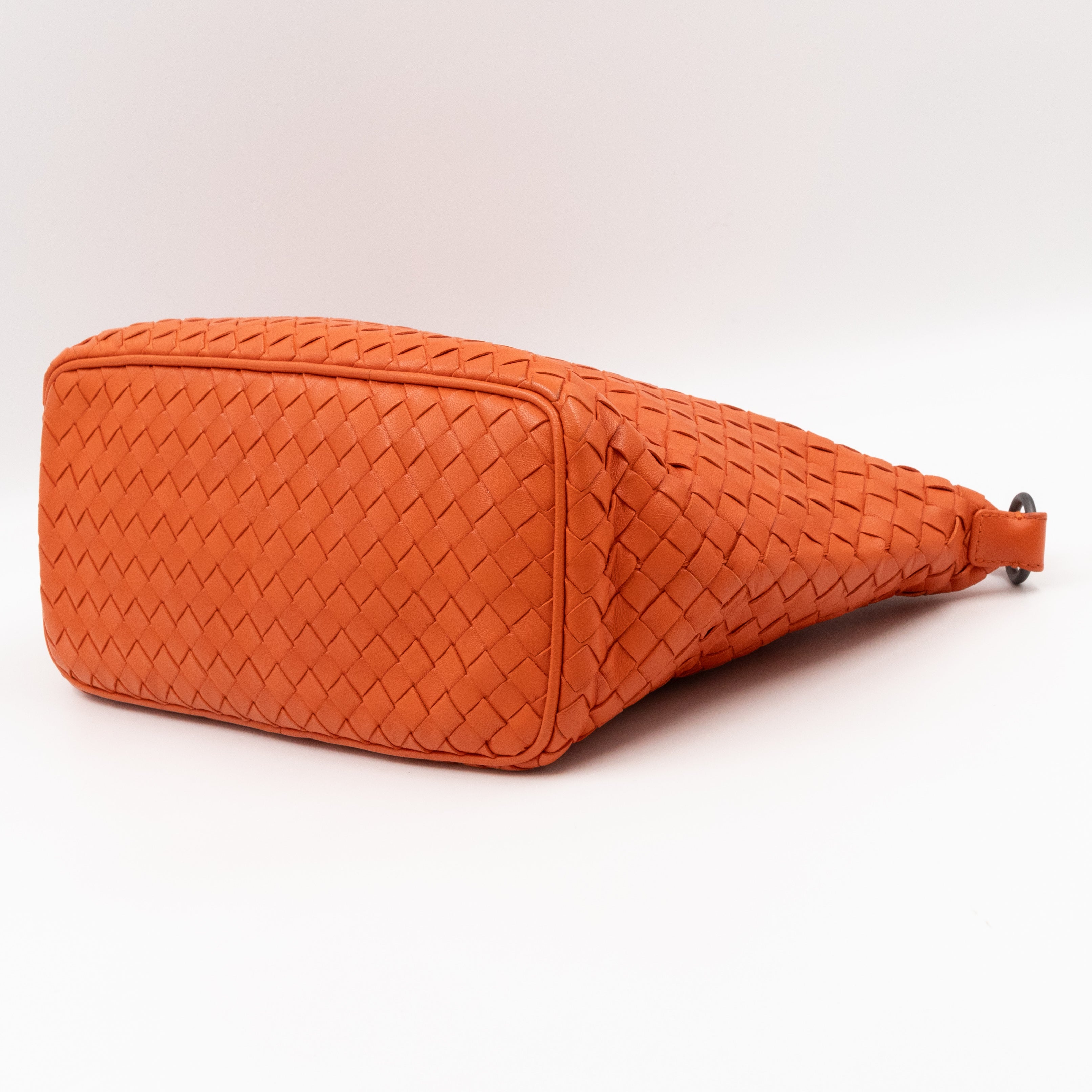 Small Shoulder Bag Intrecciato Orange Leather