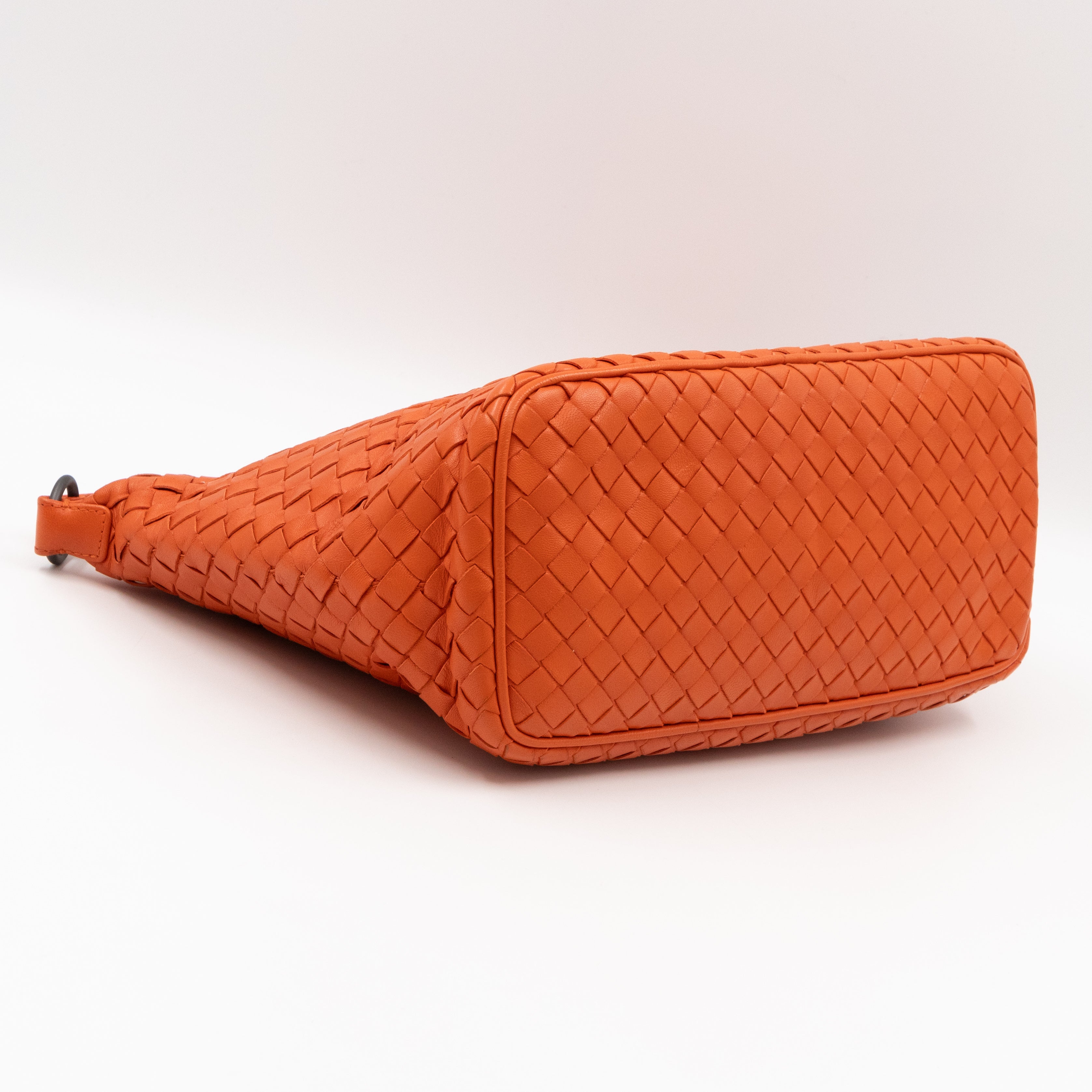 Small Shoulder Bag Intrecciato Orange Leather