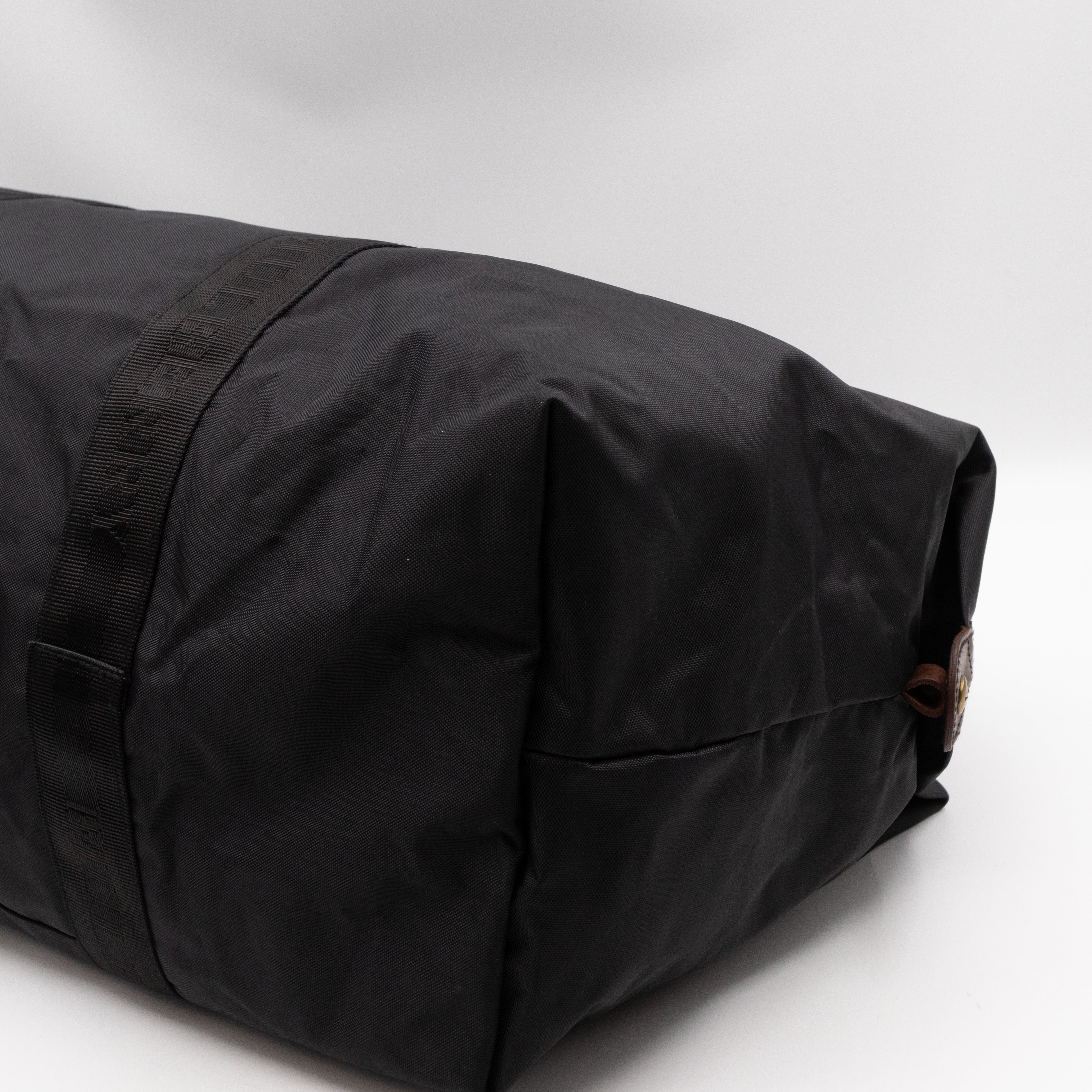 Duffle Black Nylon and Brown Leather Travel Bag