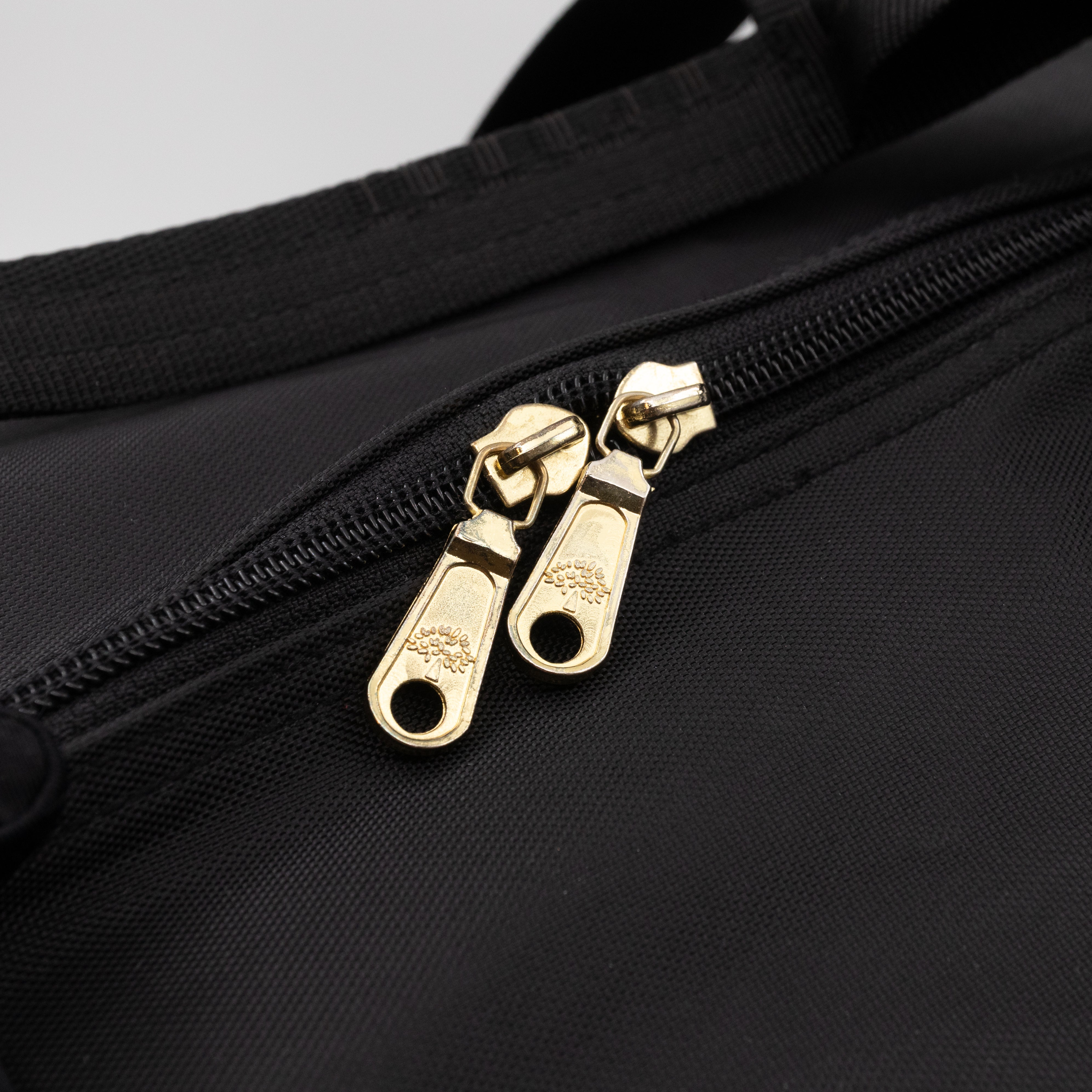 Duffle Black Nylon and Brown Leather Travel Bag