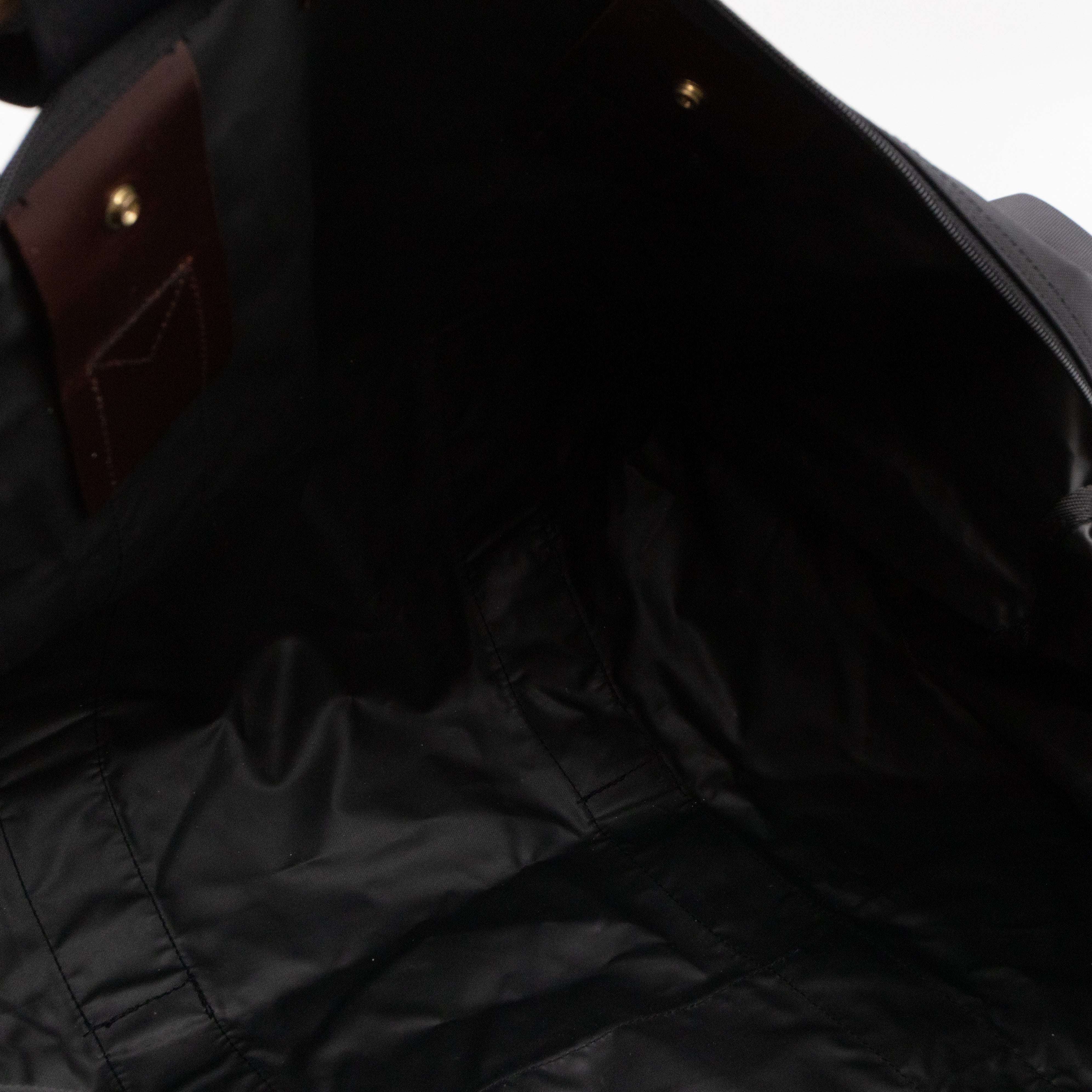 Duffle Black Nylon and Brown Leather Travel Bag