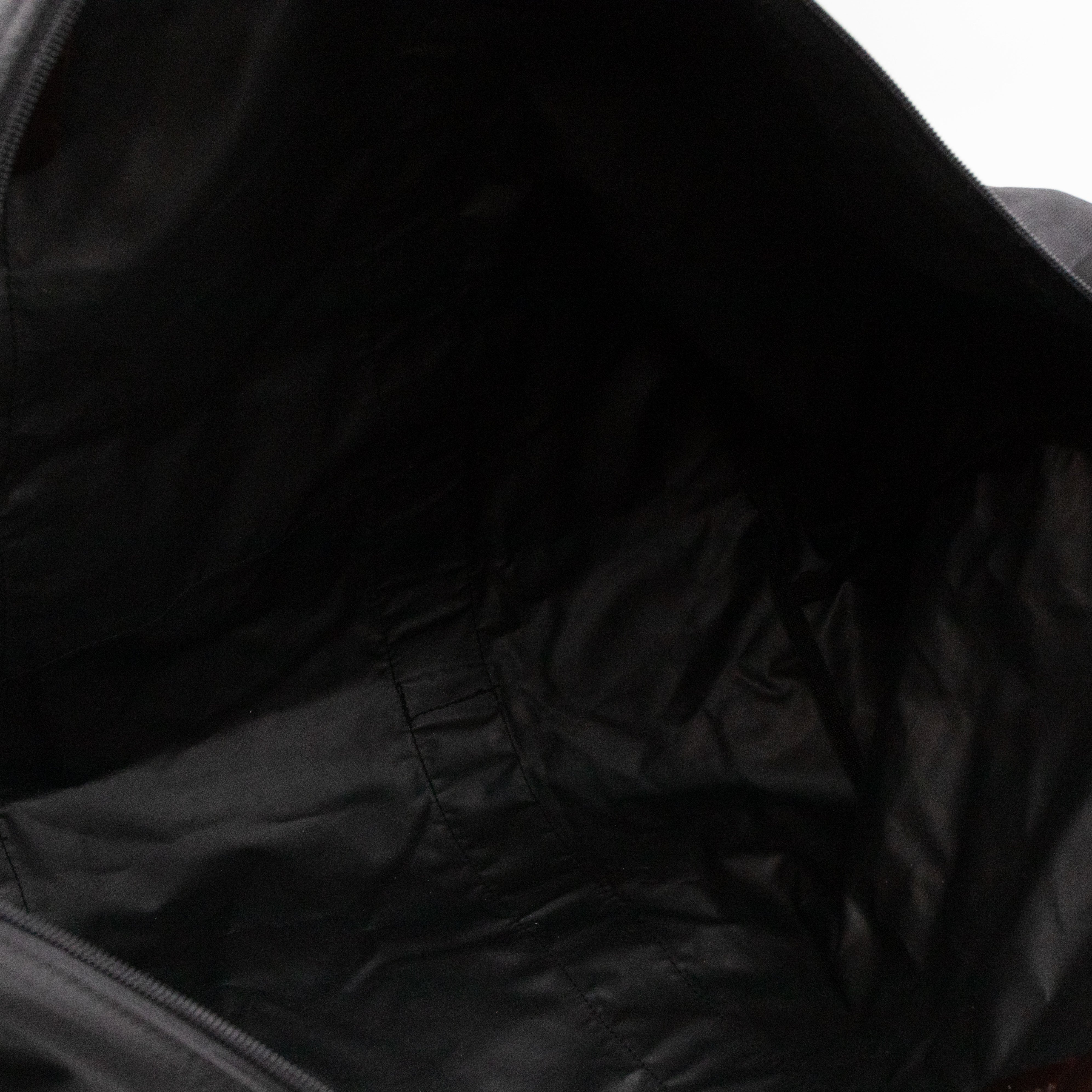 Duffle Black Nylon and Brown Leather Travel Bag