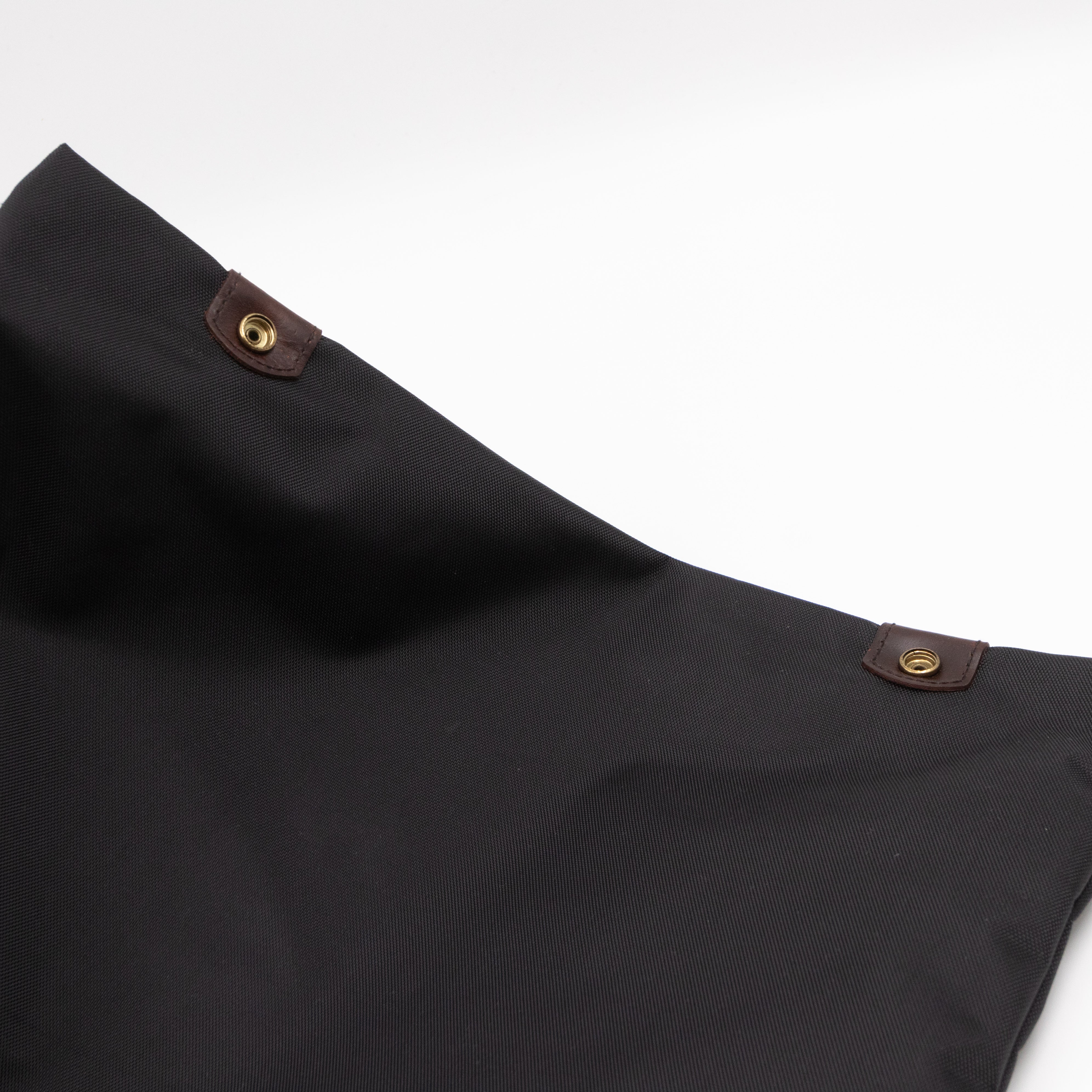 Duffle Black Nylon and Brown Leather Travel Bag