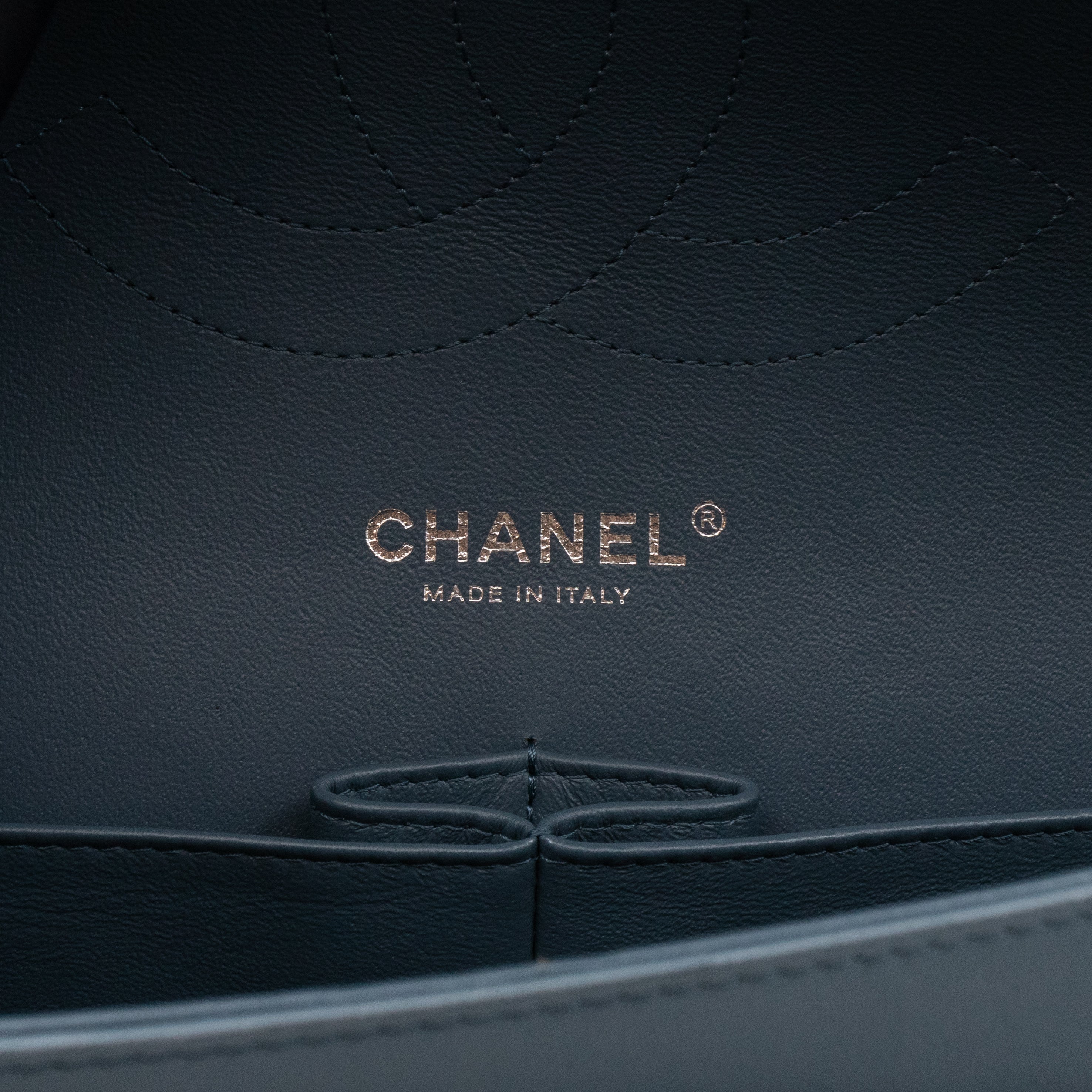 Classic Double Flap Jumbo Dark Blue Lambskin Silver