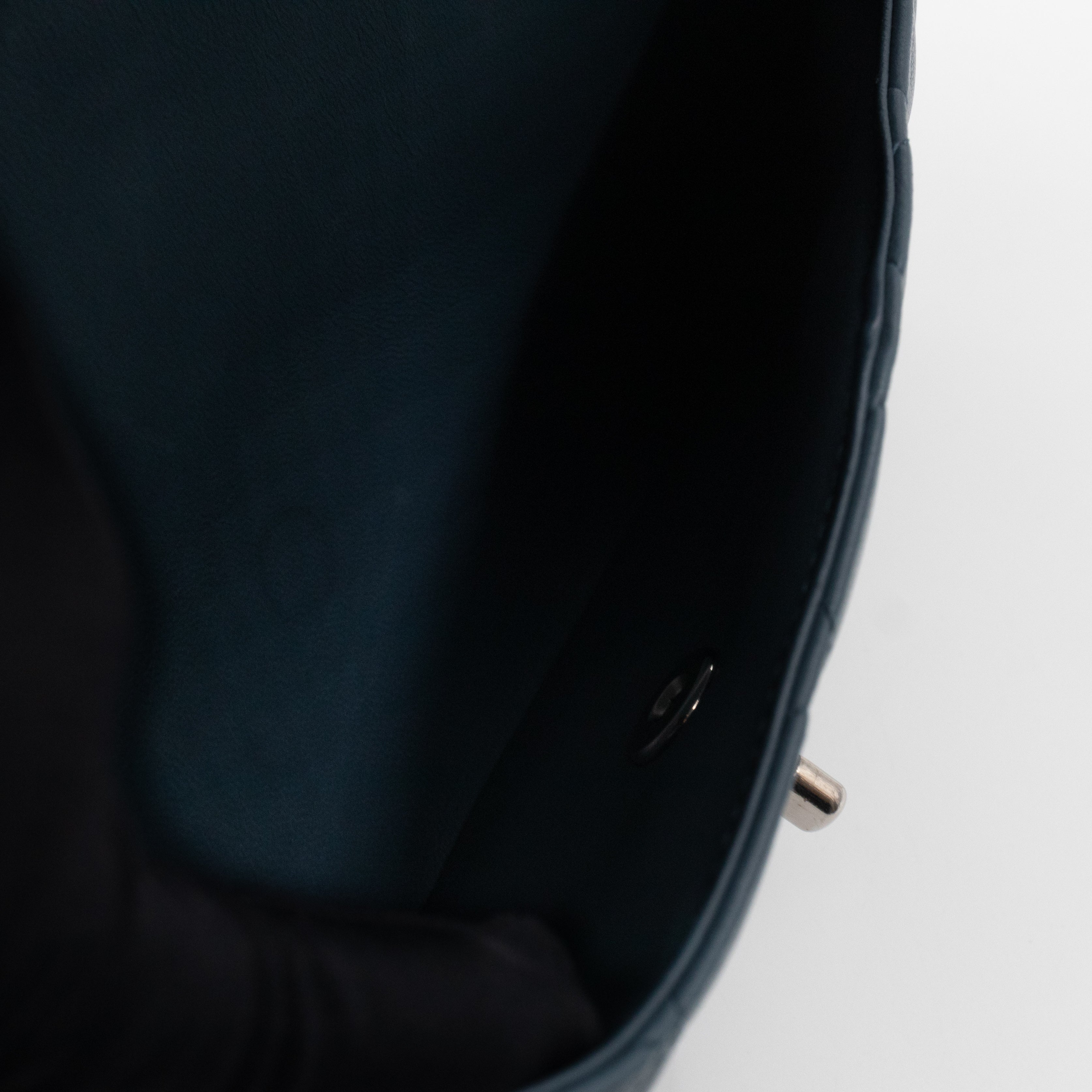 Classic Double Flap Jumbo Dark Blue Lambskin Silver