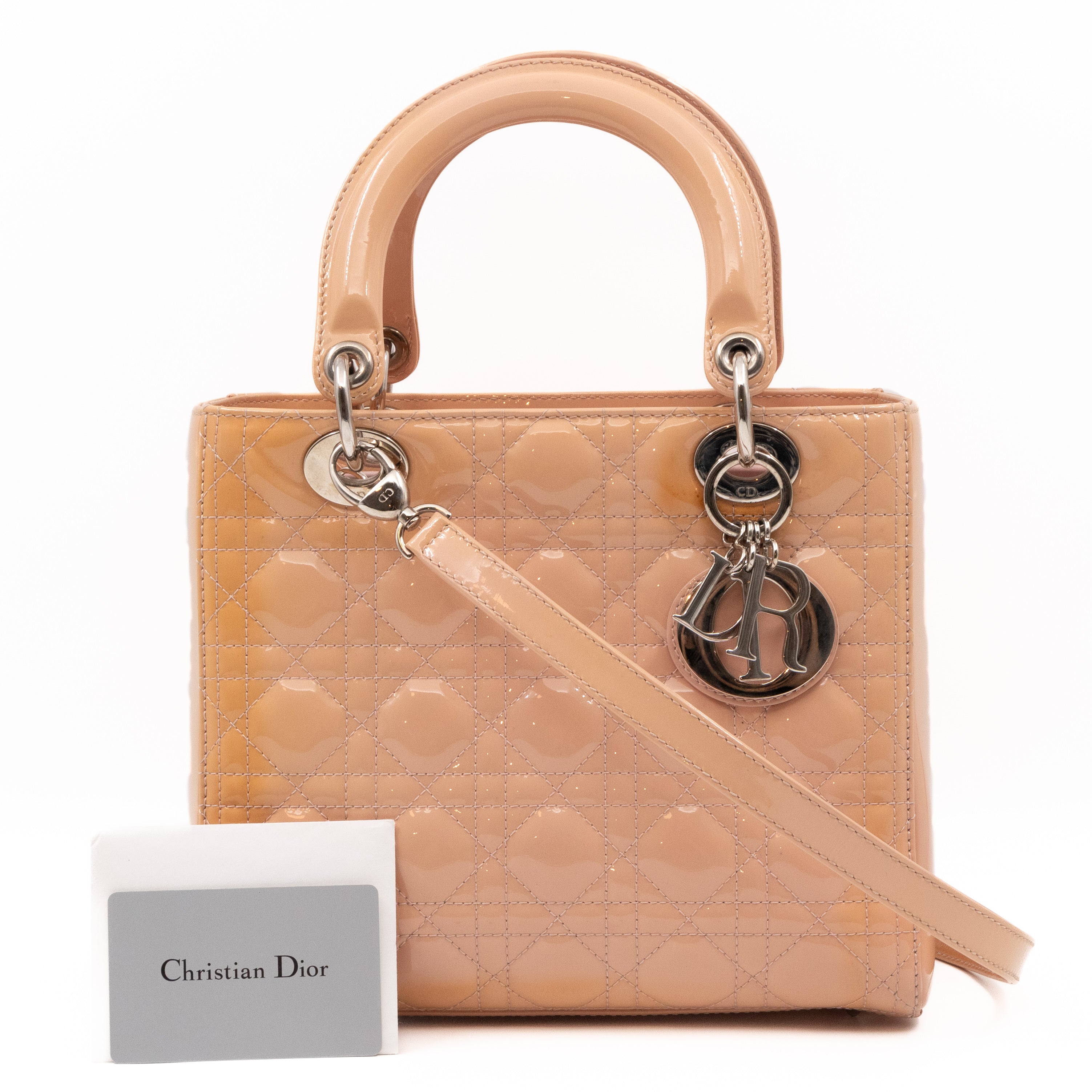 Lady Dior Medium Rose Beige Patent Leather